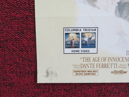 THE AGE OF INNOCENCE VHS VIDEO POSTER MARTIN SCORSESE DANIEL DAY - LEWIS 1993 Rendezvous Cinema Movie posters