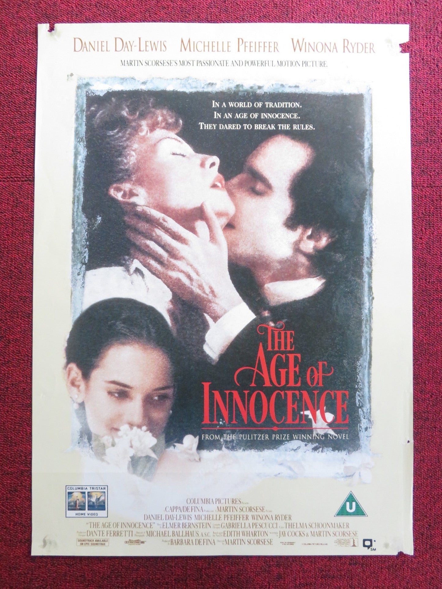 THE AGE OF INNOCENCE VHS VIDEO POSTER MARTIN SCORSESE DANIEL DAY - LEWIS 1993 Rendezvous Cinema Movie posters