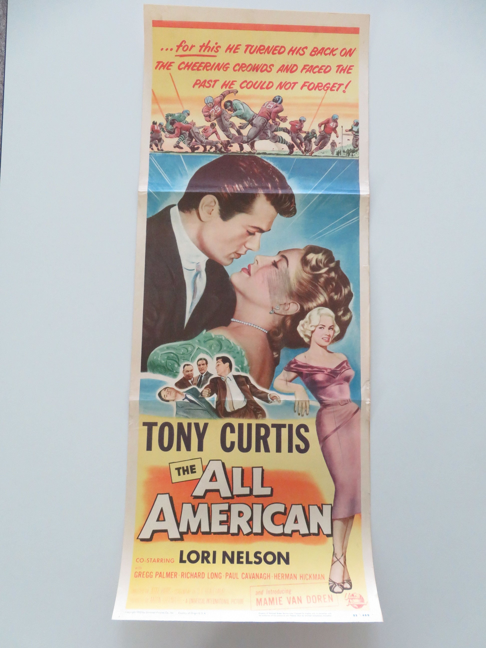 The All American US Insert Poster Tony Curtis Lori Nelson 1953 Movie posters