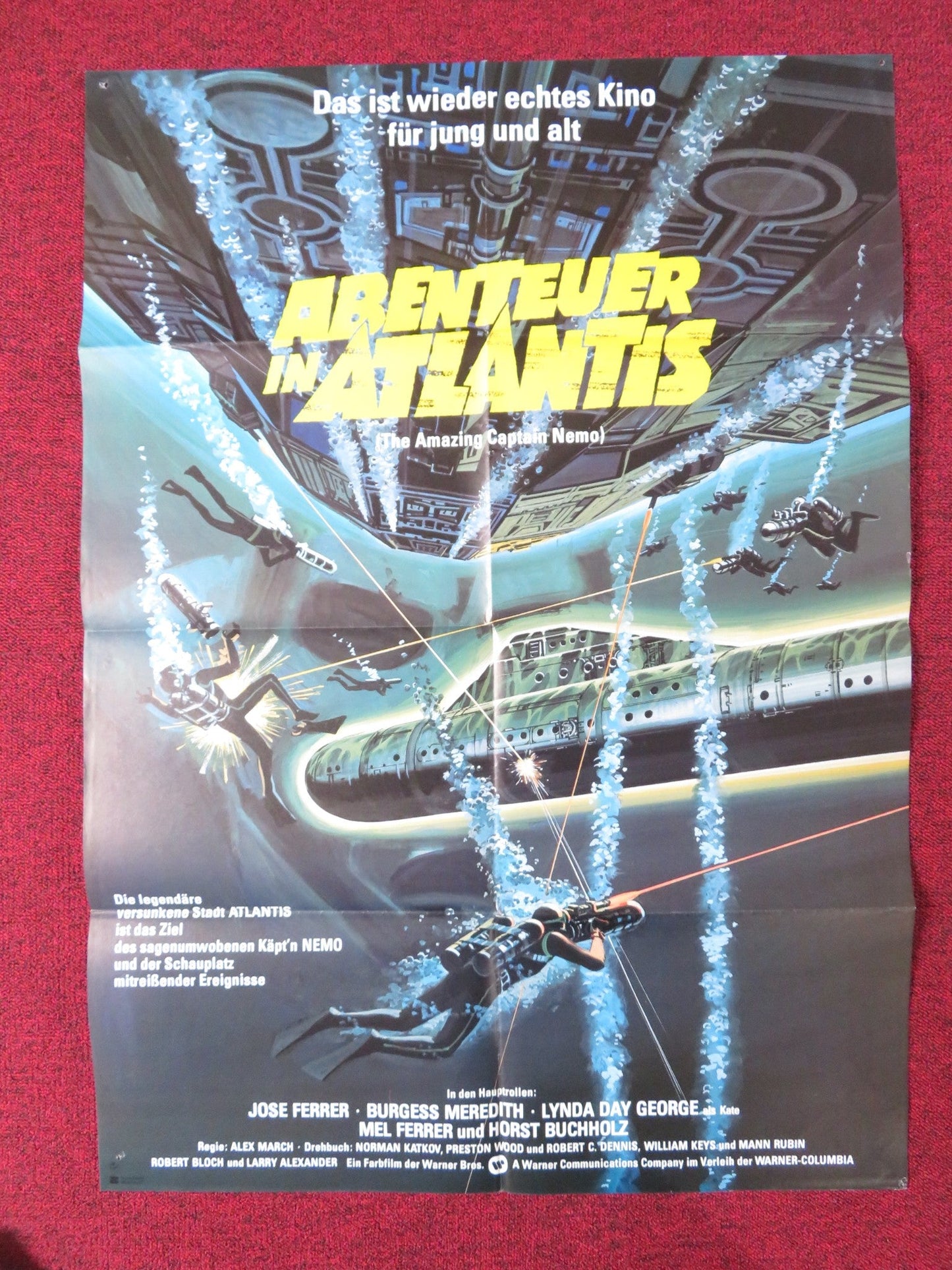 THE AMAZING CAPTAIN NEMO GERMAN A1 POSTER FOLDED JOSE FERRER B. MEREDITH 1978 Rendezvous Cinema Movie posters