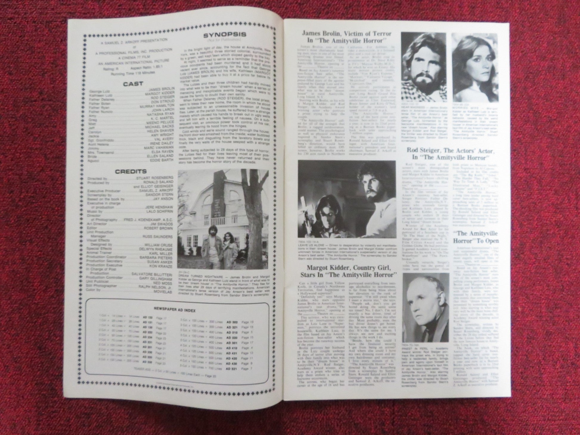 THE AMITYVILLE HORROR UNCUT PRESS BOOK JAMES BROLIN MARGOT KIDDER 1979 Rendezvous Cinema Movie posters