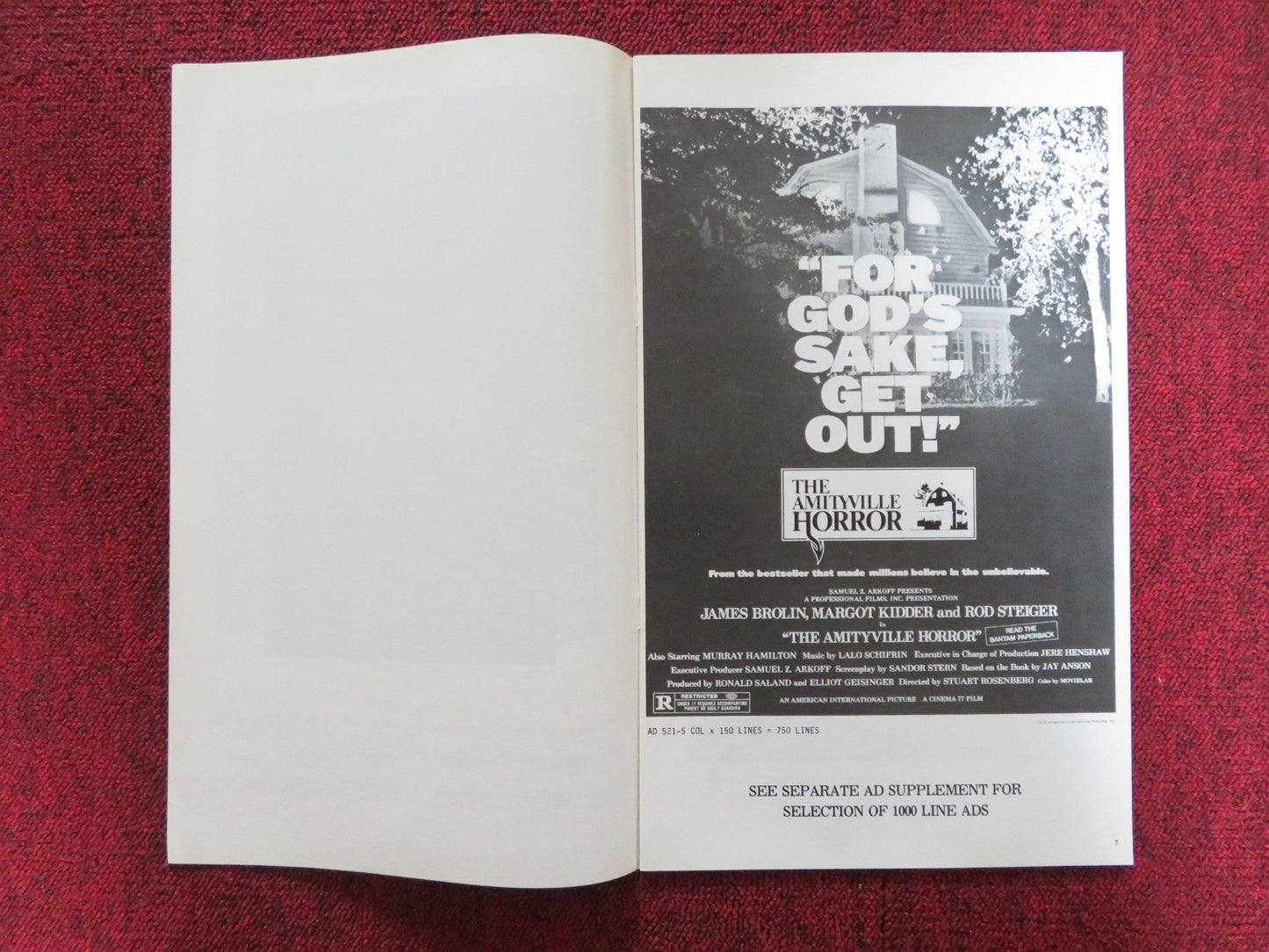 THE AMITYVILLE HORROR UNCUT PRESS BOOK JAMES BROLIN MARGOT KIDDER 1979 Rendezvous Cinema Movie posters