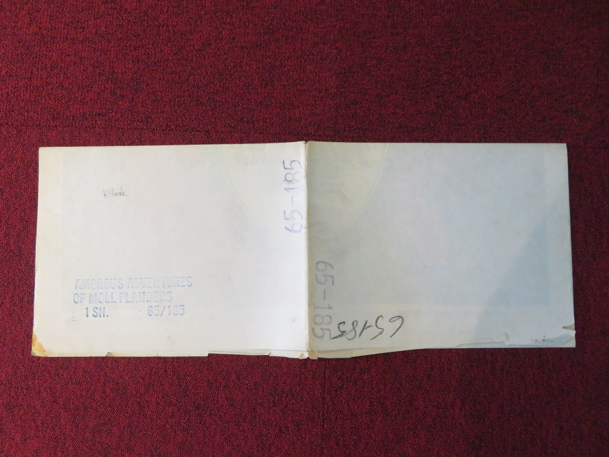 THE AMOROUS ADVENTURES OF MOLL FLANDERS FOLDED US ONE SHEET POSTER K. NOVAK 1965 Rendezvous Cinema Movie posters