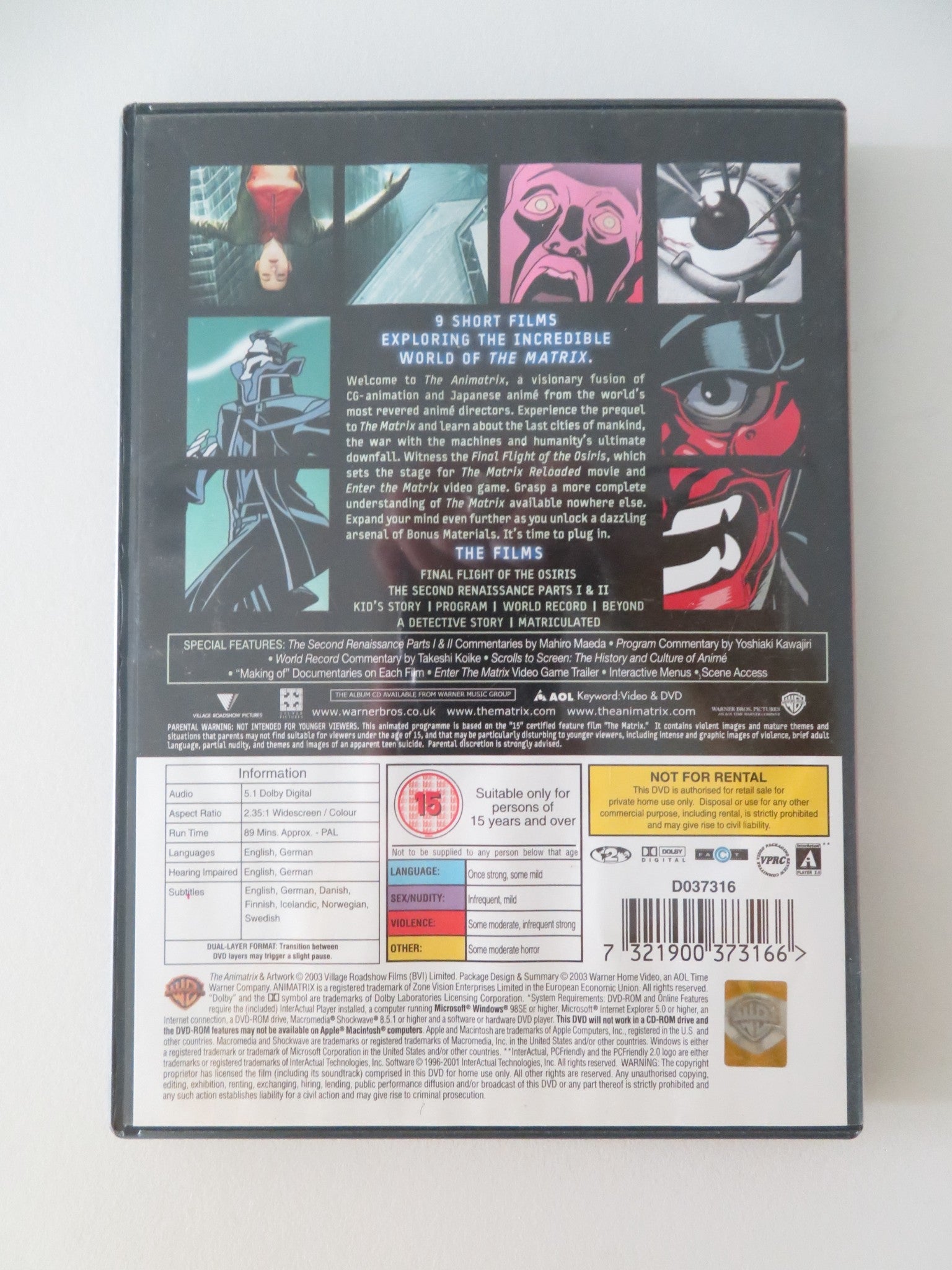 THE ANIMATRIX (DVD) KEANU REEVES CARRIE - ANNE MOSS 2003 REGION 2 Movie posters