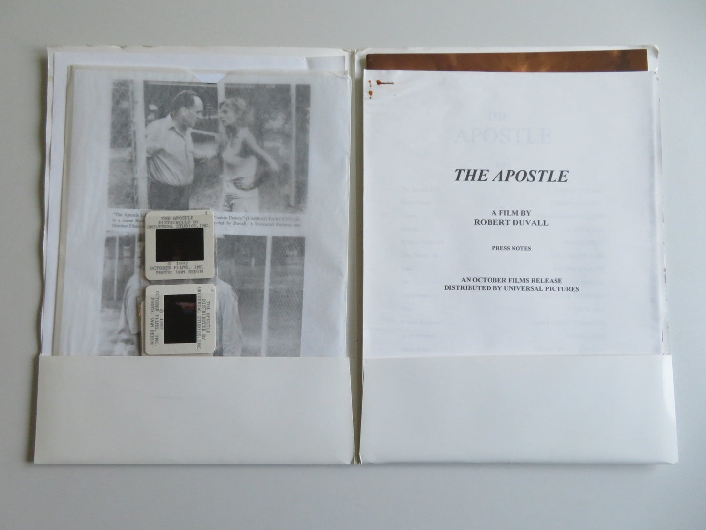 THE APOSTLE PRESS KIT 1997 ROBERT DUVALL BILLY BOB THORNTON Movie posters