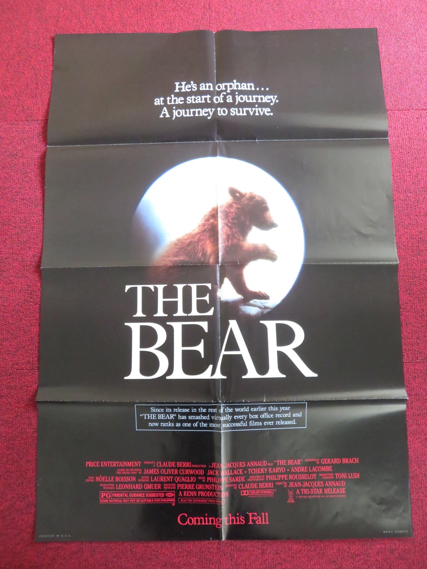 THE BEAR - B FOLDED US ONE SHEET POSTER JACK WALLACE TCHEKY KARYO 1989 Rendezvous Cinema Movie posters