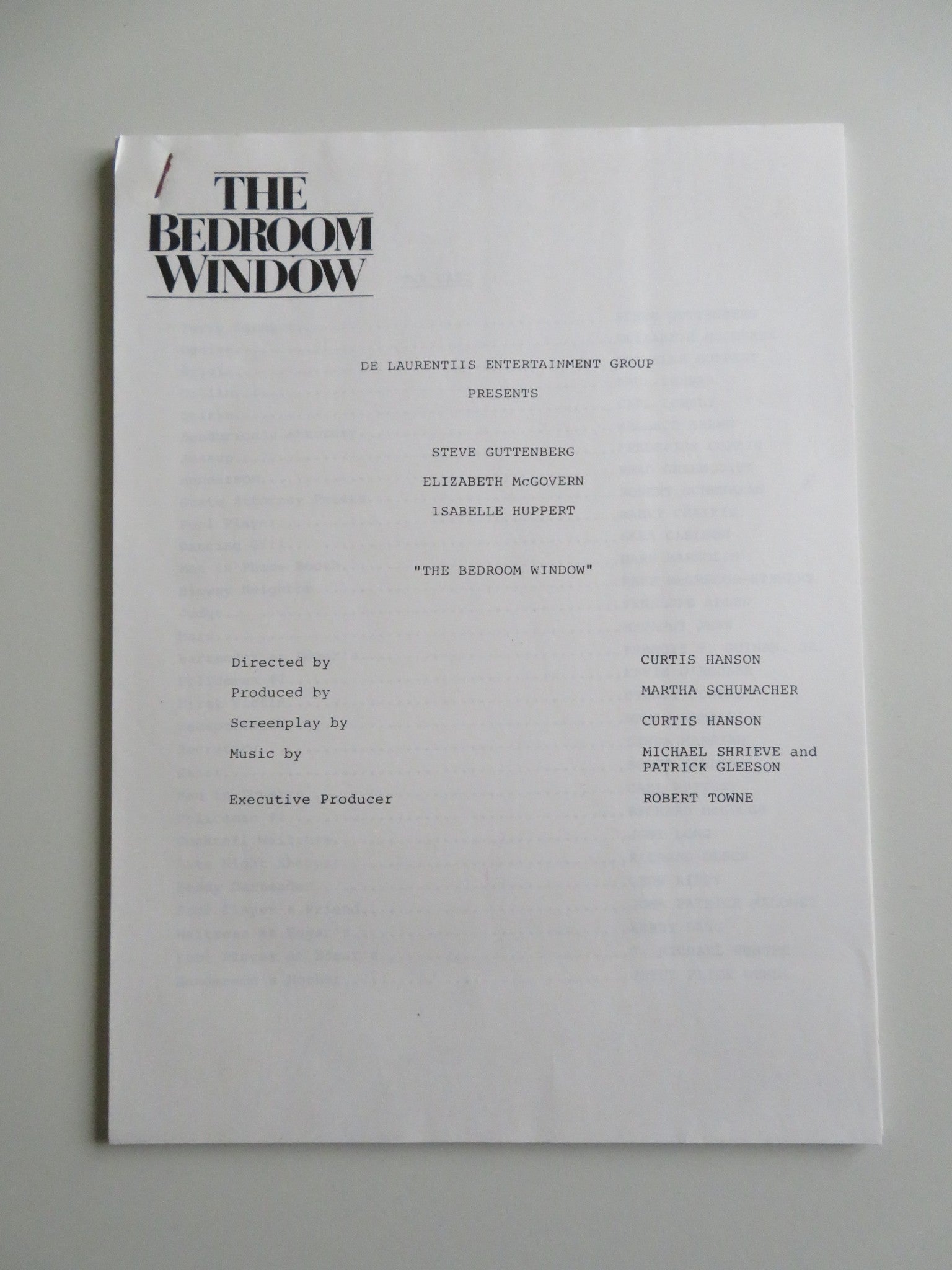 THE BEDROOM WINDOW PRESS KIT 1987 STEVE GUTTENBERG ELIZABETH MCGOVERN Movie posters