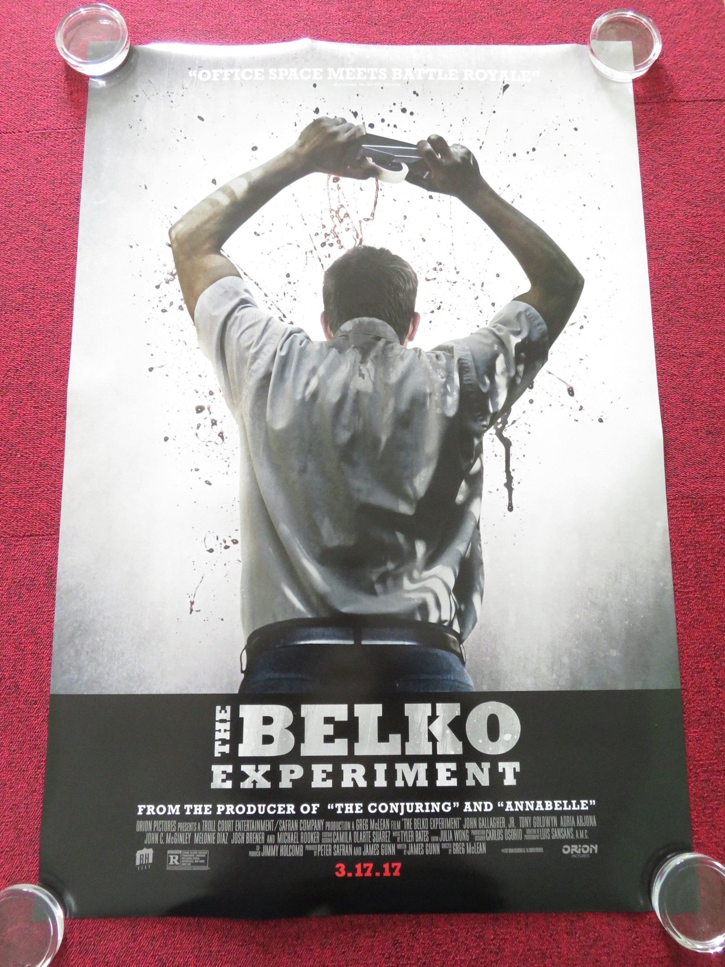 THE BELKO EXPERIMENT US ONE SHEET ROLLED POSTER JOHN GALLAGHER JR. 2016 Rendezvous Cinema Movie posters