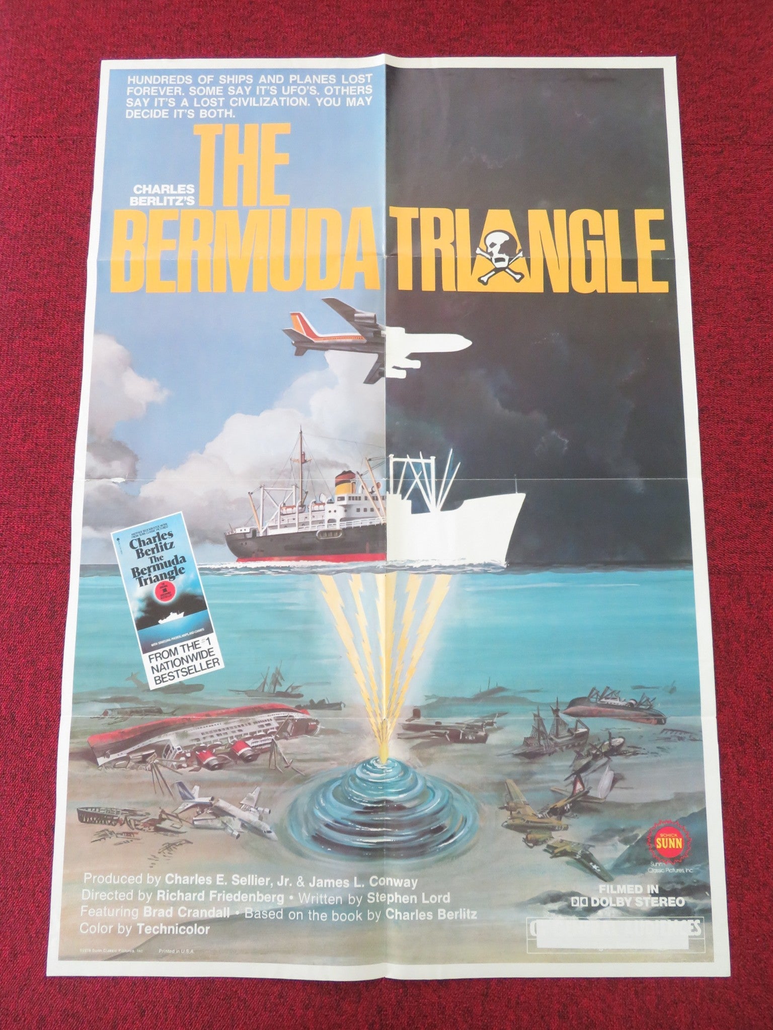THE BERMUDA TRIANGLE FOLDED US ONE SHEET POSTER BRAD CRANDALL DONALD ALBEE 1979 Movie posters