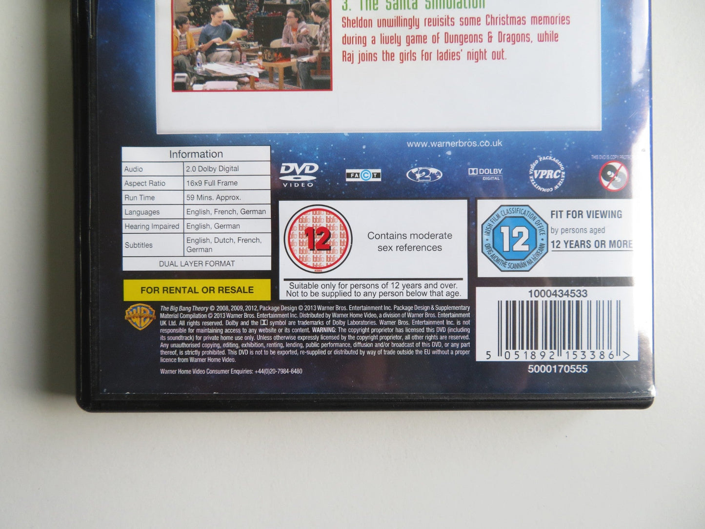 THE BIG BANG THEORY - CHRISTMAS EPISODES (DVD) JIM PARSONS 2013 REGION 2 - Rendezvous Cinema