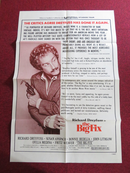 THE BIG FIX - B FOLDED US ONE SHEET POSTER RICHARD DREYFUSS SUSAN ANSPACH 1978 Rendezvous Cinema Movie posters