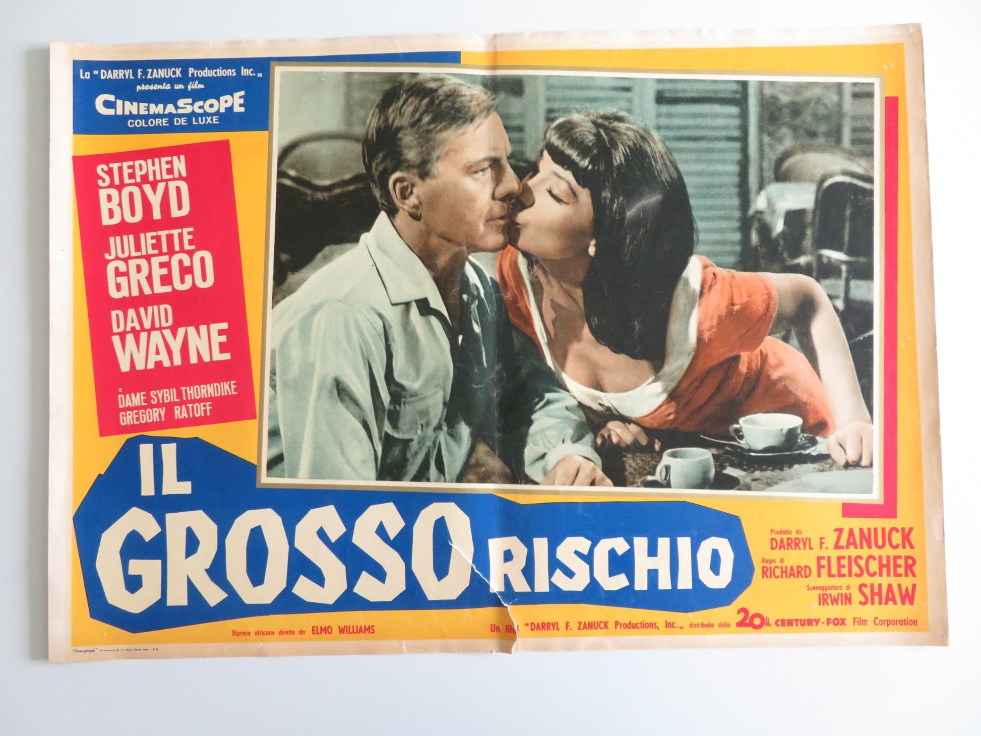 THE BIG GAMBLE - B ITALIAN FOTOBUSTA POSTER STEPHEN BOYD JULIETTE GRECO 1961 Rendezvous Cinema Movie posters