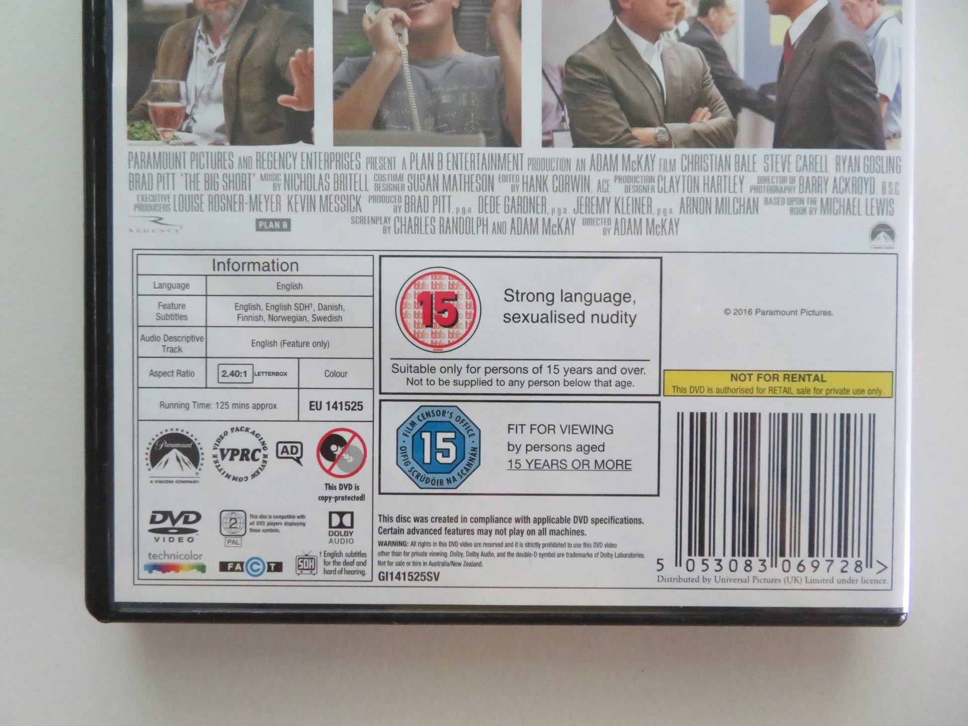 THE BIG SHORT (DVD) CHRISTIAN BALE BRAD PITT STEVE CARELL 2015 REGION 2 Movie posters