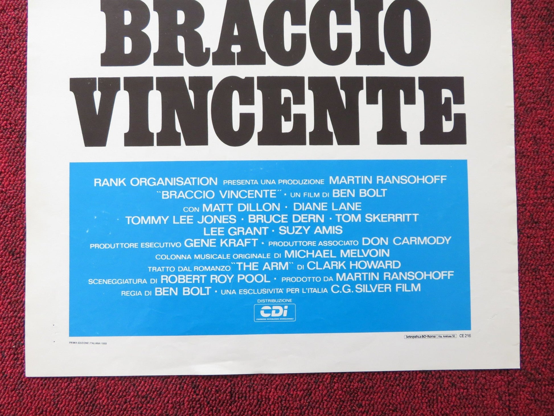 THE BIG TOWN ITALIAN LOCANDINA POSTER MATT DILLON DIANE LANE 1988 Rendezvous Cinema Movie posters