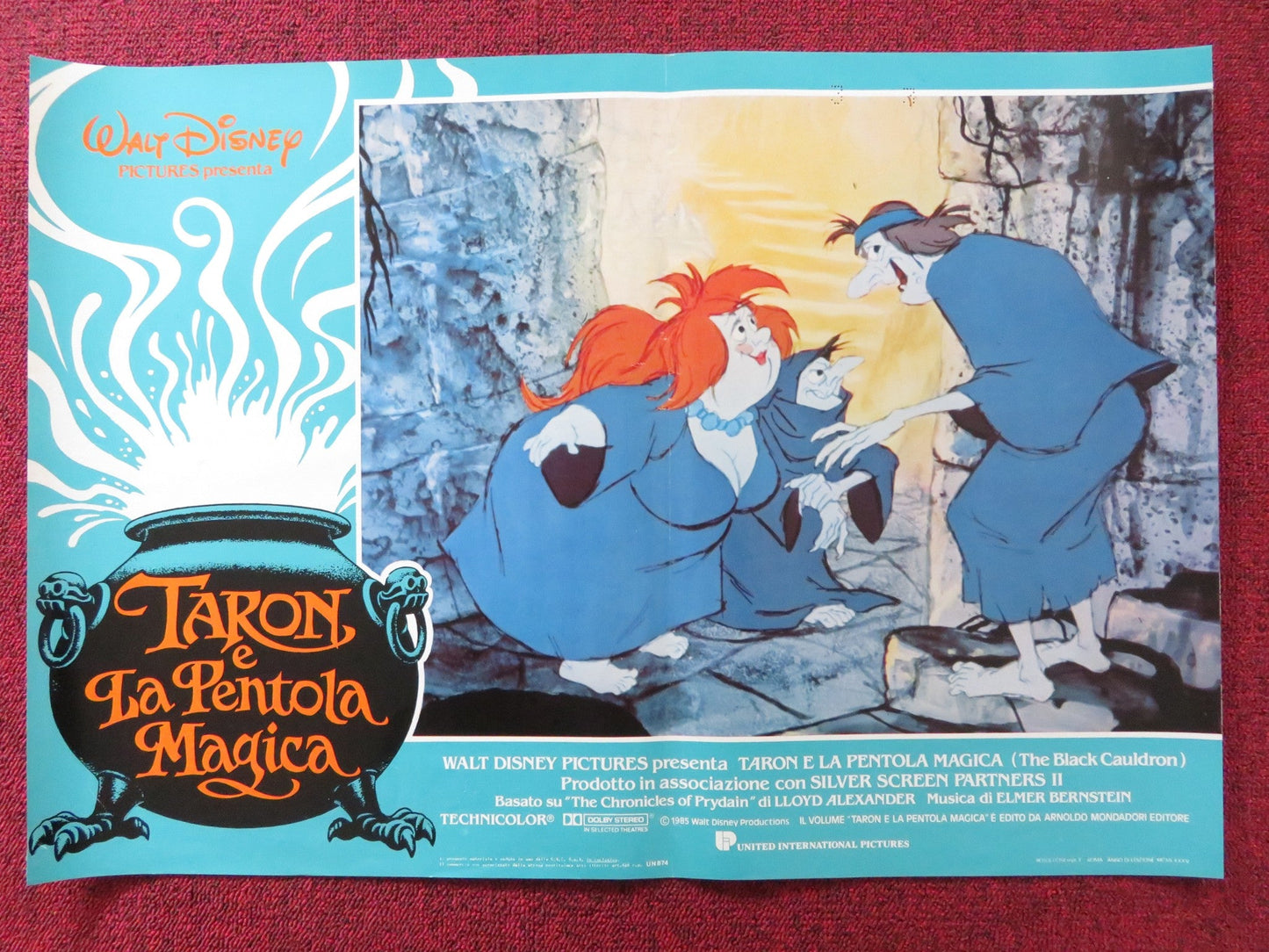 THE BLACK CAULDRON - A ITALIAN FOTOBUSTA POSTER DISNEY GRANT BARDSLEY 1985 Rendezvous Cinema Movie posters