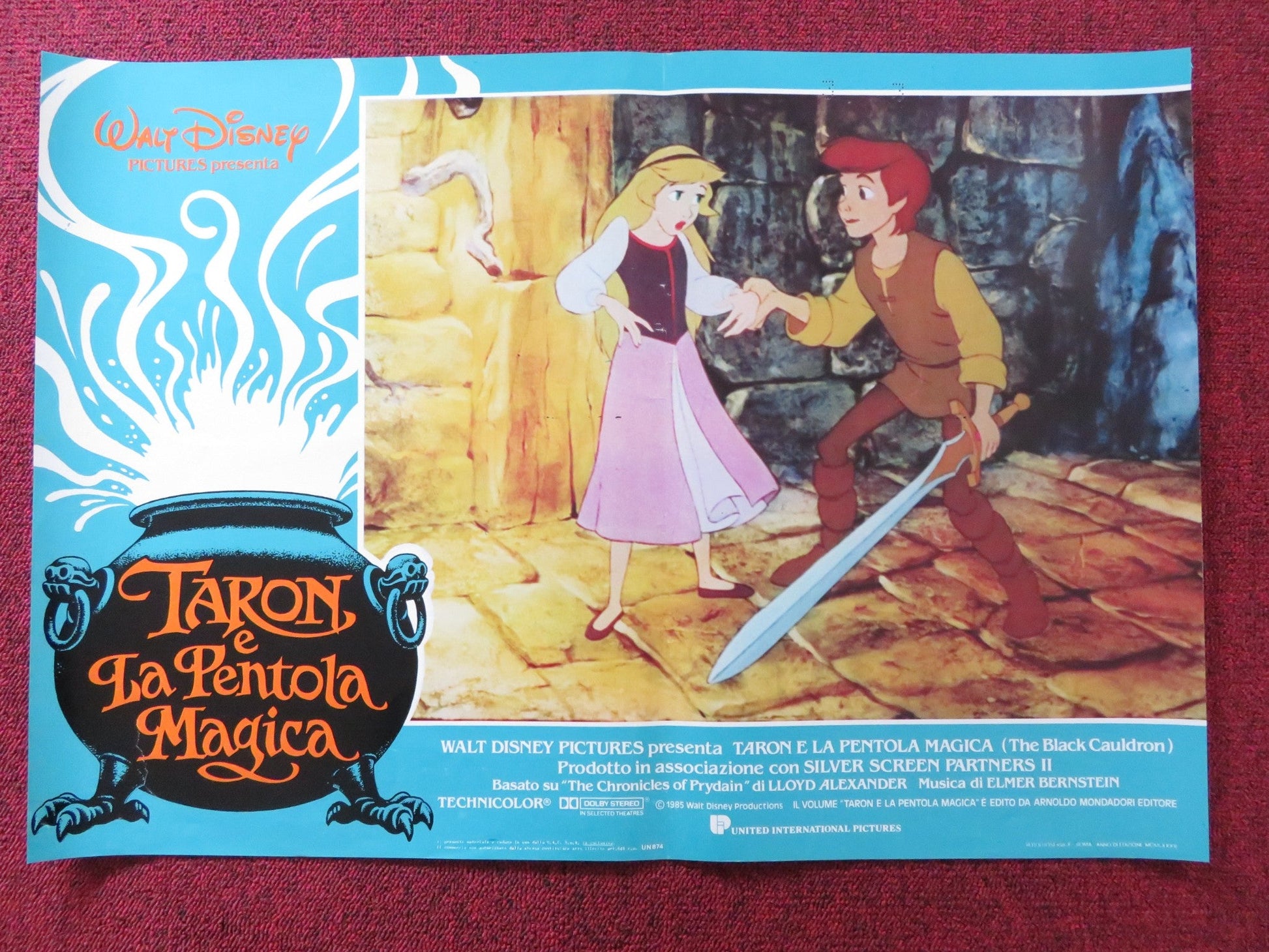 THE BLACK CAULDRON - C ITALIAN FOTOBUSTA POSTER DISNEY GRANT BARDSLEY 1985 Rendezvous Cinema Movie posters