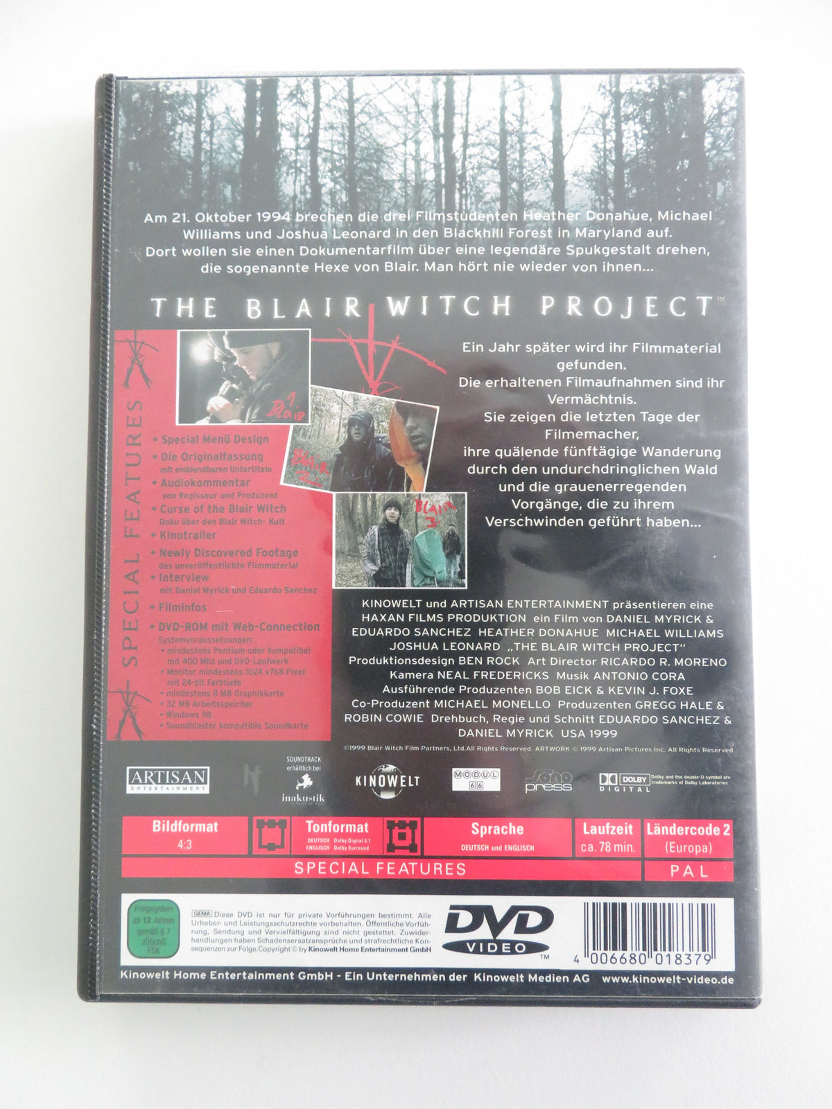 The Blair Witch Project (DVD) Heather Donahue Joshua Leonard 1999 Region 2 Movie posters