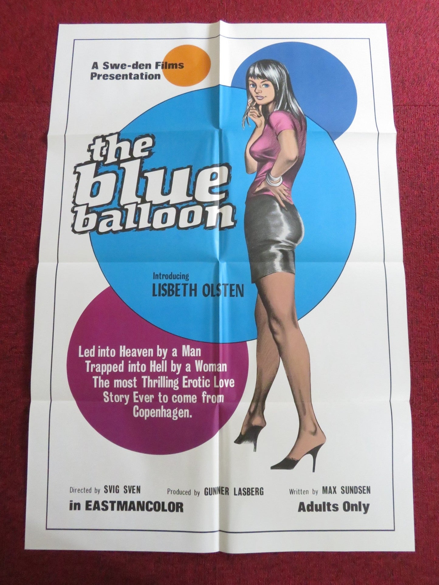 THE BLUE BALLOON FOLDED US ONE SHEET POSTER LISBETH OLSEN RICHARD MILES 1973 Rendezvous Cinema Movie posters
