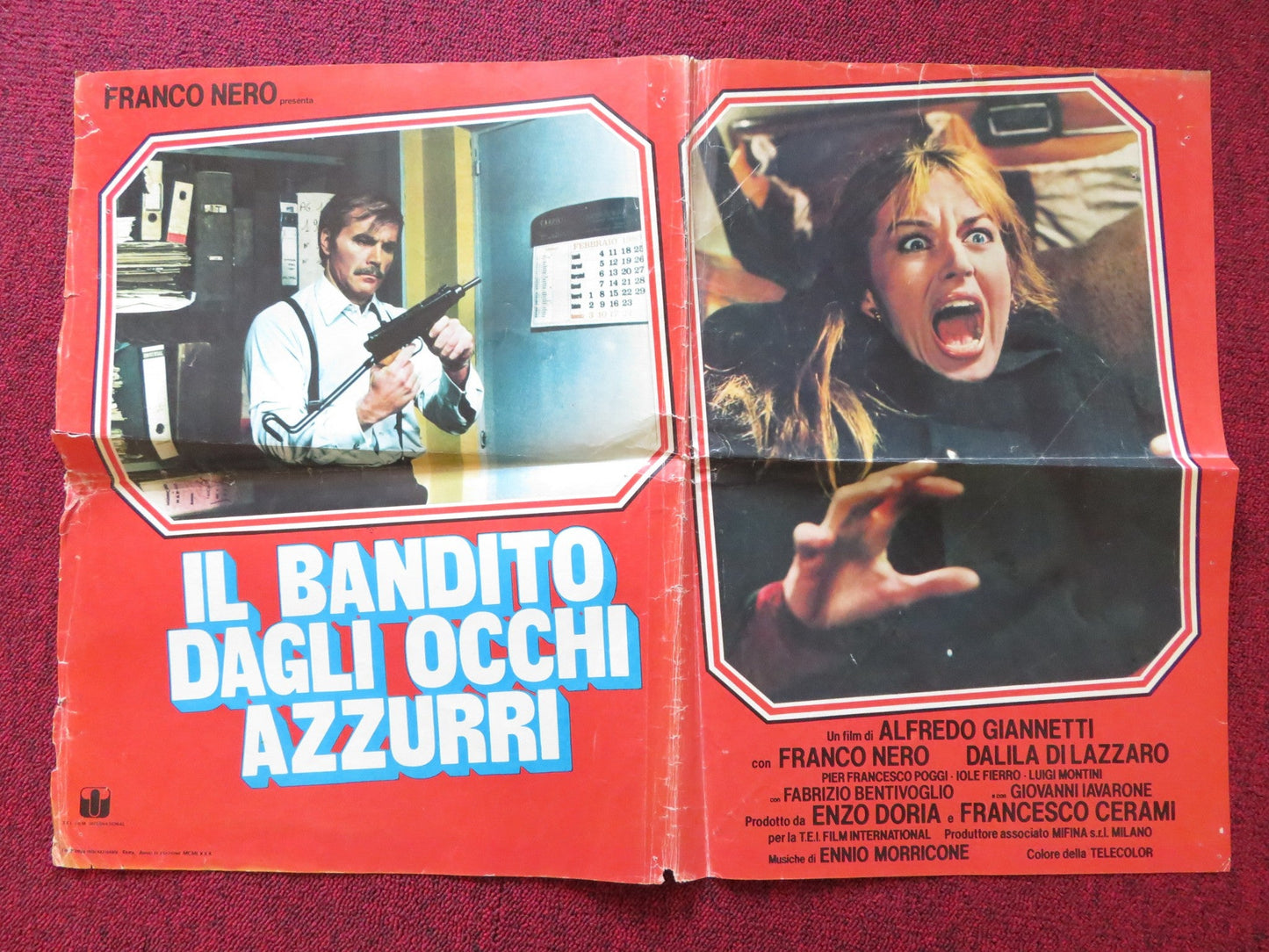 THE BLUE EYED BANDIT - C ITALIAN FOTOBUSTER POSTER FOLDED FRANCO NERO 1980 Rendezvous Cinema Movie posters