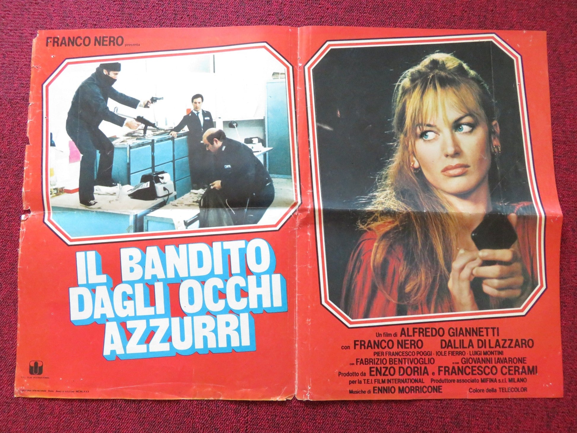 THE BLUE EYED BANDIT - D ITALIAN FOTOBUSTER POSTER FOLDED FRANCO NERO 1980 Rendezvous Cinema Movie posters