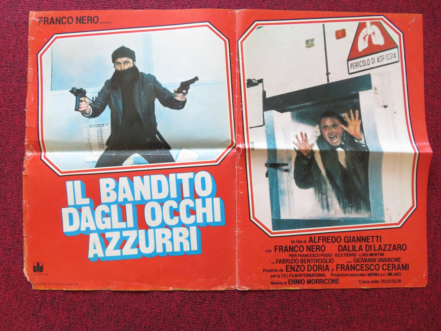 THE BLUE EYED BANDIT - E ITALIAN FOTOBUSTER POSTER FOLDED FRANCO NERO 1980 Rendezvous Cinema Movie posters