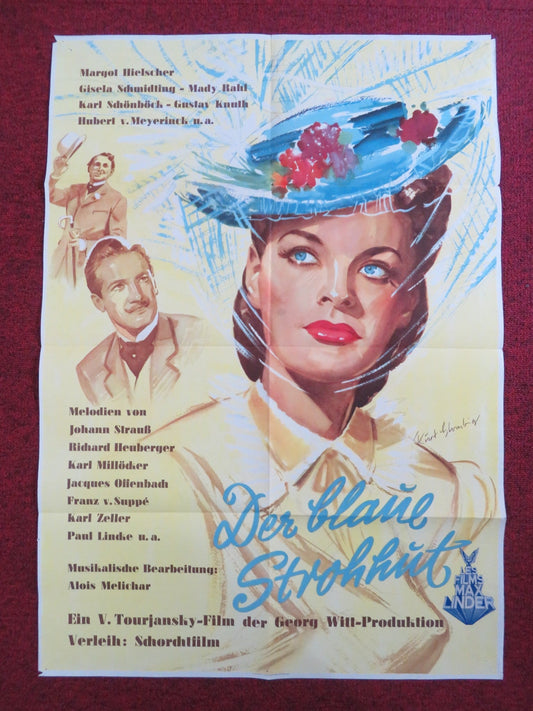 THE BLUE STRAW HAT GERMAN A1 POSTER FOLDED MARGOT HIELSCHER KARL SCHONBOCK Rendezvous Cinema Movie posters