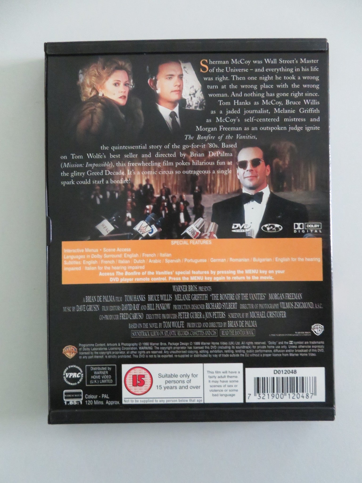 The Bonfire of the Vanities (DVD) Tom Hanks Bruce Willis 1990 Region 2 Movie posters