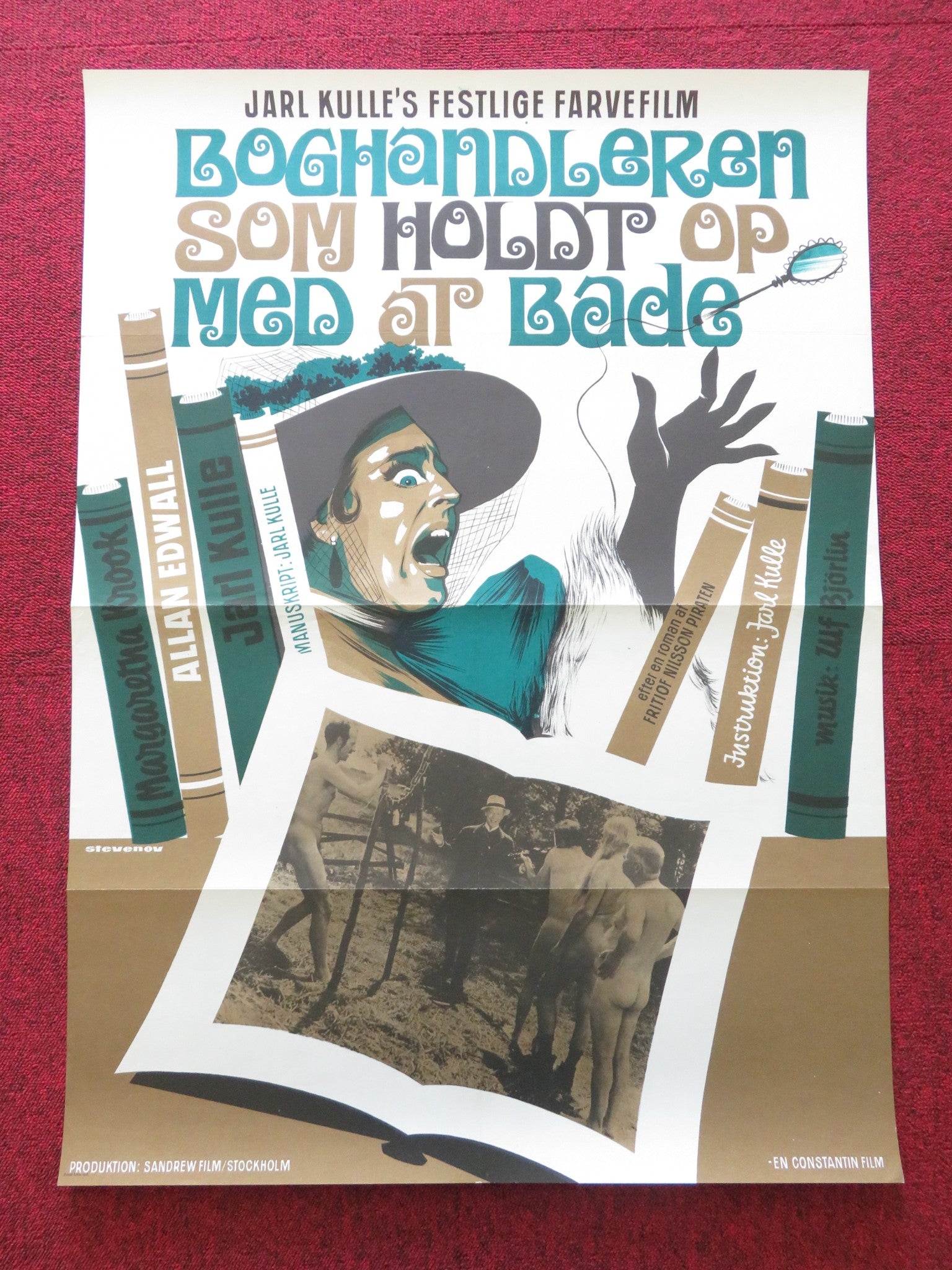 THE BOOKSELLER GAVE UP BATHING DANISH POSTER ROLLED ALLAN EDWALL JARL KULLE 1970 Rendezvous Cinema Movie posters