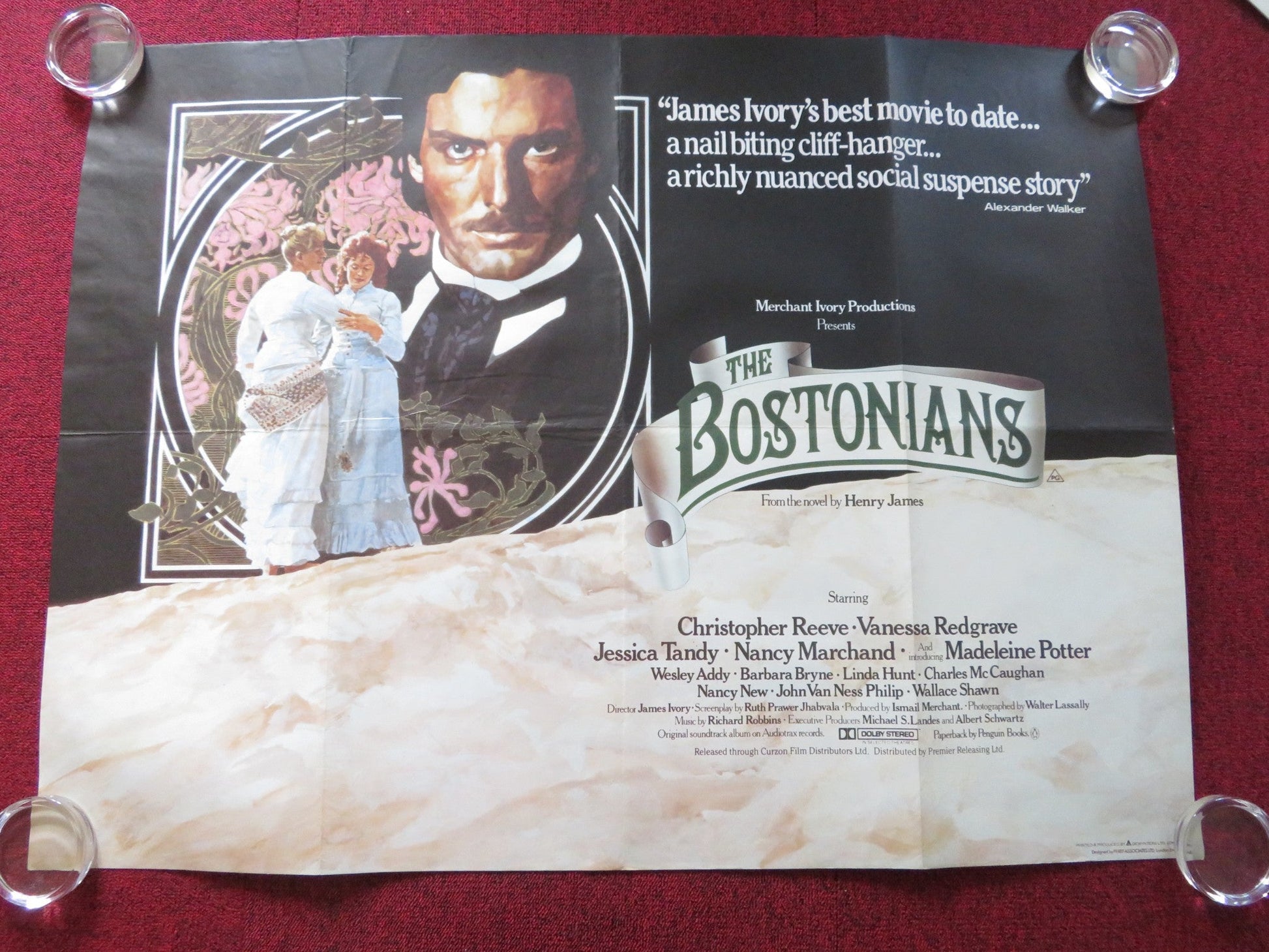 THE BOSTONIANS UK QUAD ROLLED POSTER CHRISTOPHER REEVE VANESSA REDGRAVE 1984 Rendezvous Cinema Movie posters