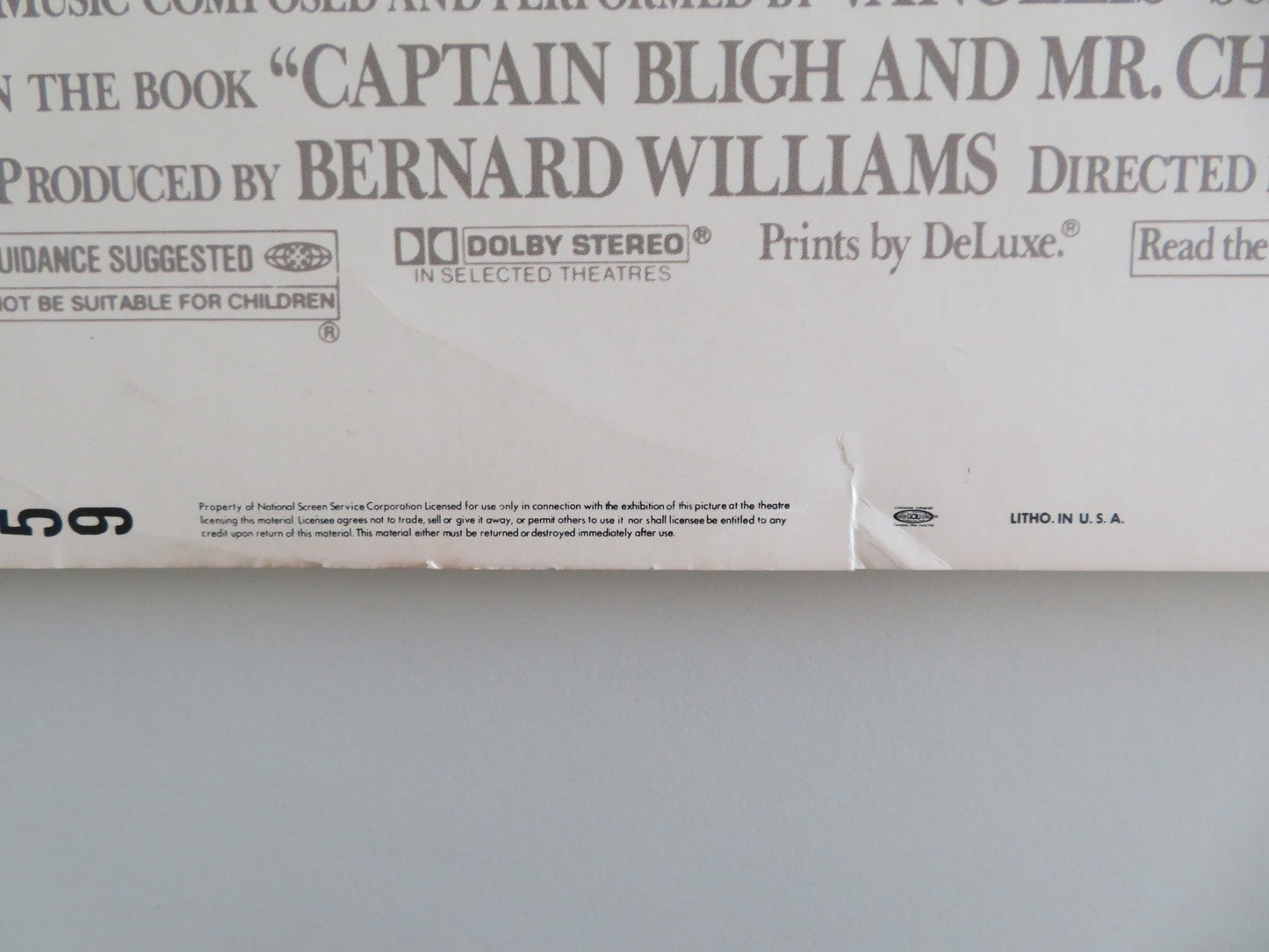 THE BOUNTY US INSERT POSTER MEL GIBSON ANTHONY HOPKINS 1984 Movie posters