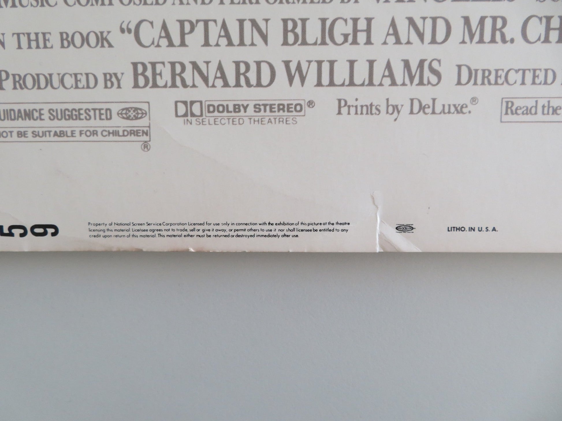 THE BOUNTY US INSERT POSTER MEL GIBSON ANTHONY HOPKINS 1984 Movie posters