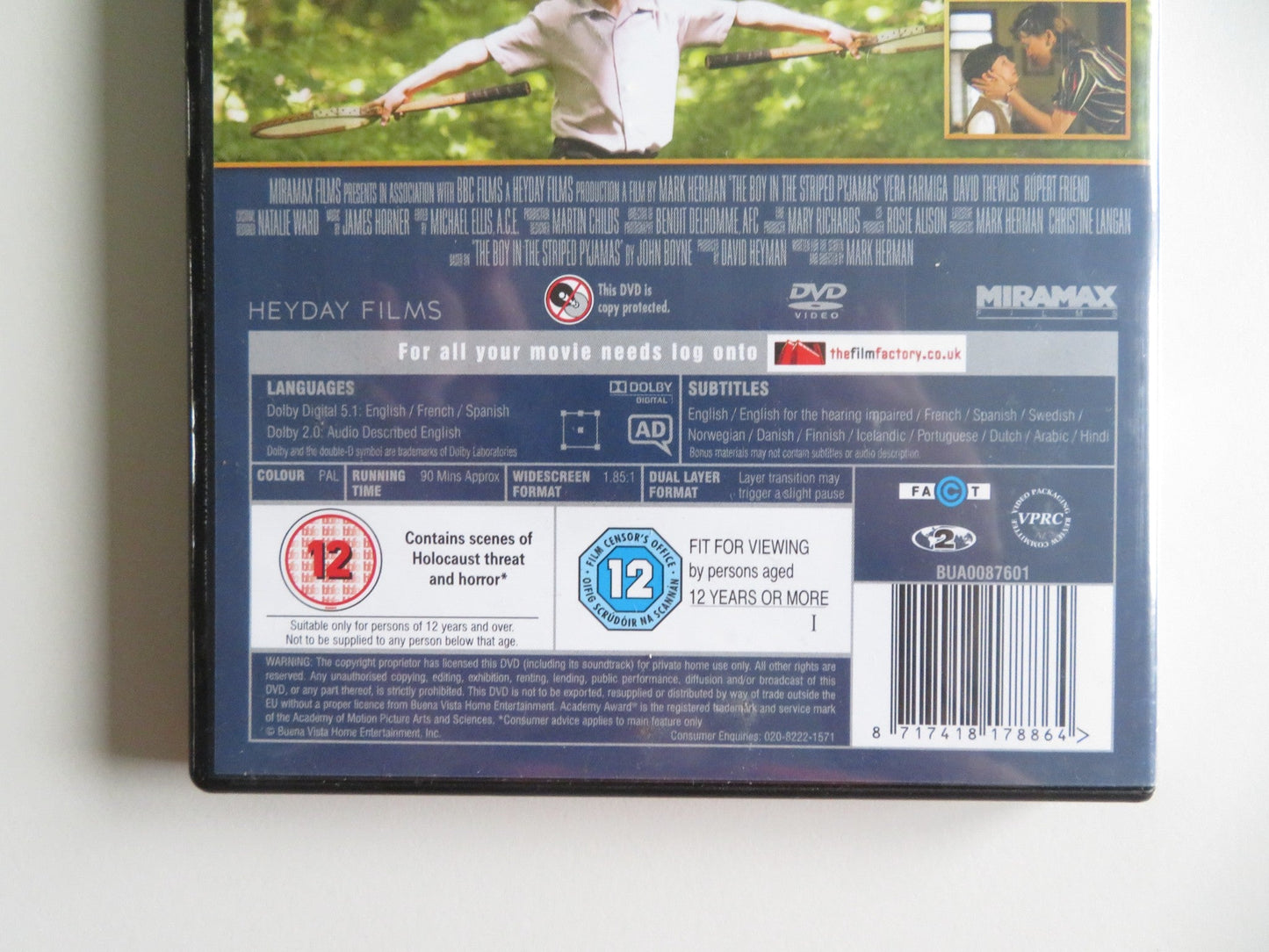 THE BOY IN THE STRIPED PYJAMAS (DVD) ASA BUTTERFIELD VERA FARMIGA 2008 REGION 2 Movie posters