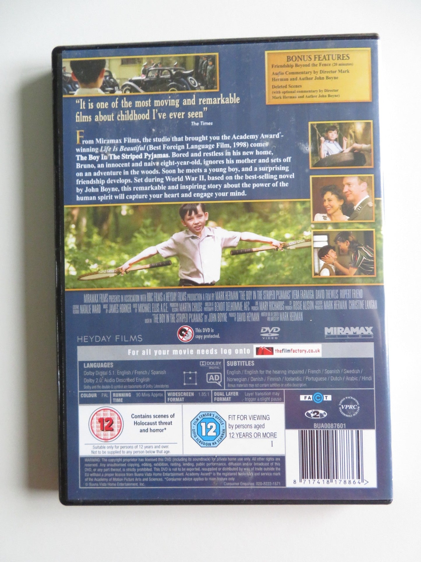 THE BOY IN THE STRIPED PYJAMAS (DVD) ASA BUTTERFIELD VERA FARMIGA 2008 REGION 2 Movie posters