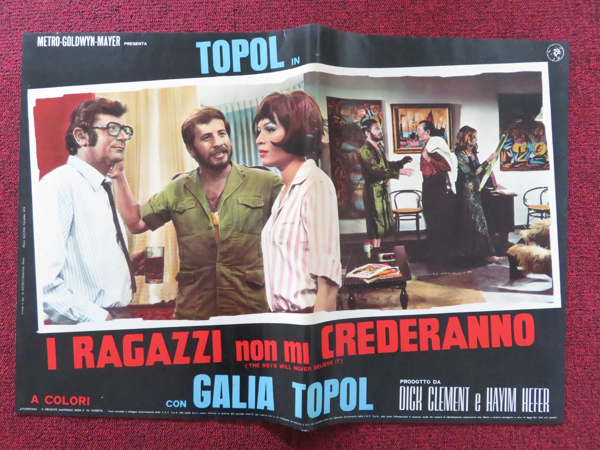 THE BOYS WILL NEVER BELIEVE IT - B ITALIAN FOTOBUSTA POSTER TOPOL CHANCE 1971 Rendezvous Cinema Movie posters