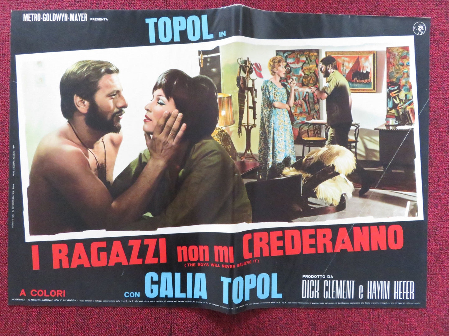 THE BOYS WILL NEVER BELIEVE IT - H ITALIAN FOTOBUSTA POSTER TOPOL CHANCE 1971 Rendezvous Cinema Movie posters