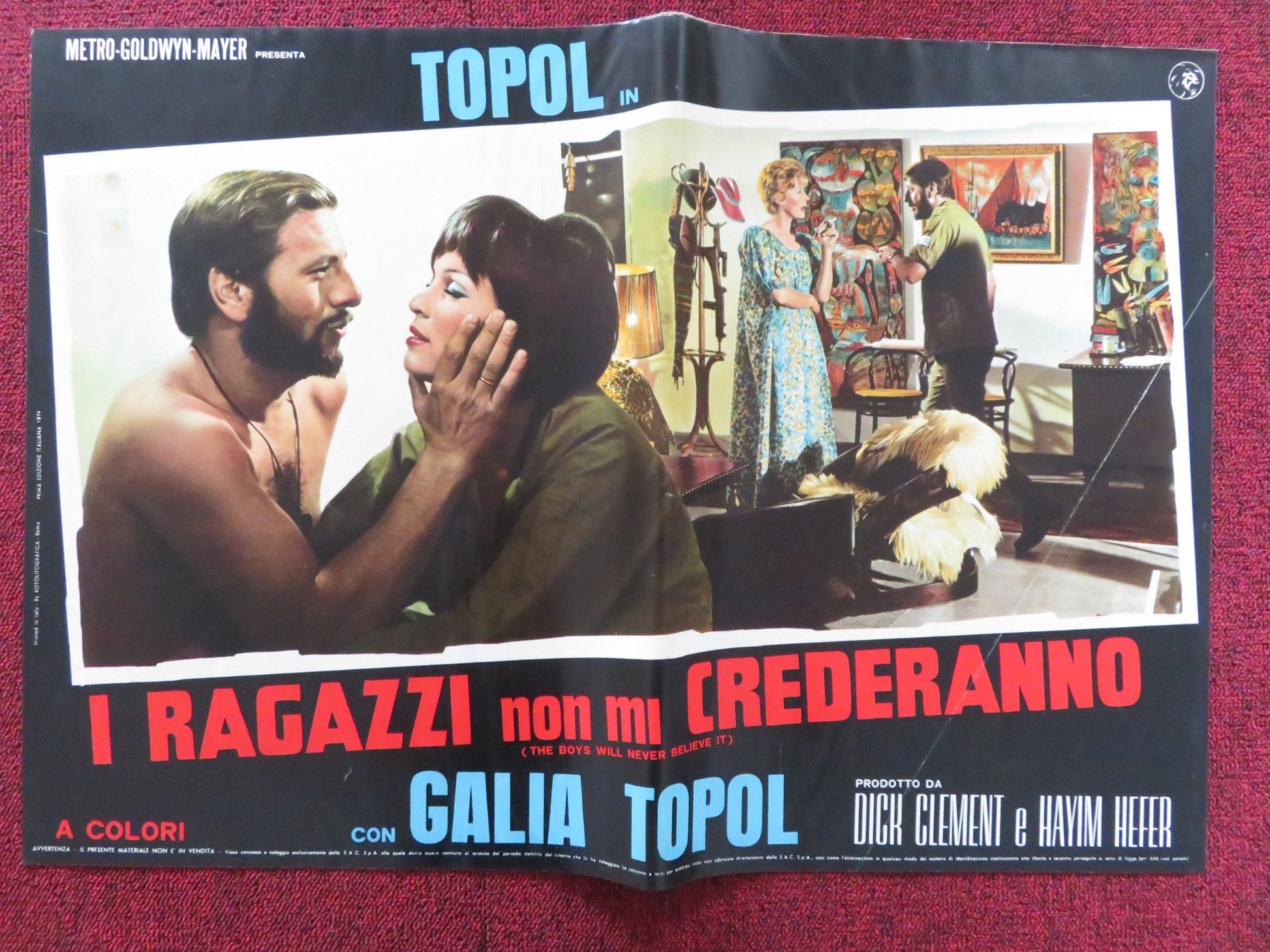 THE BOYS WILL NEVER BELIEVE IT - H ITALIAN FOTOBUSTA POSTER TOPOL CHANCE 1971 Rendezvous Cinema Movie posters