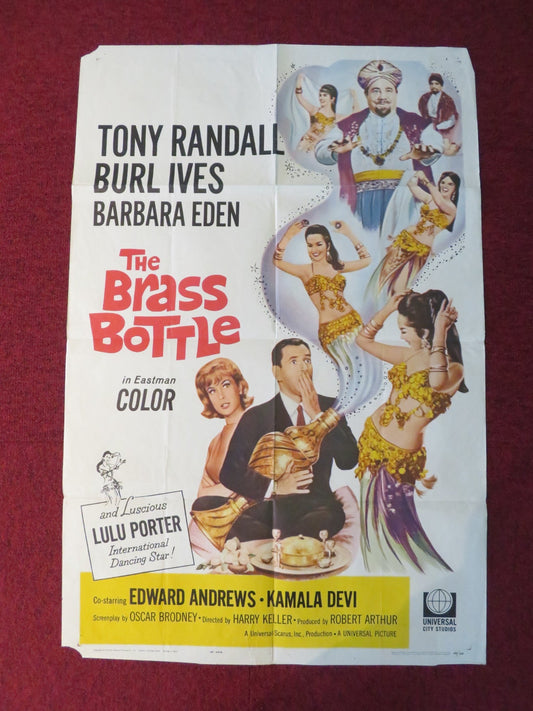 THE BRASS BOTTLE FOLDED US ONE SHEET POSTER TONY RANDALL BURL IVES 1964 Rendezvous Cinema Movie posters