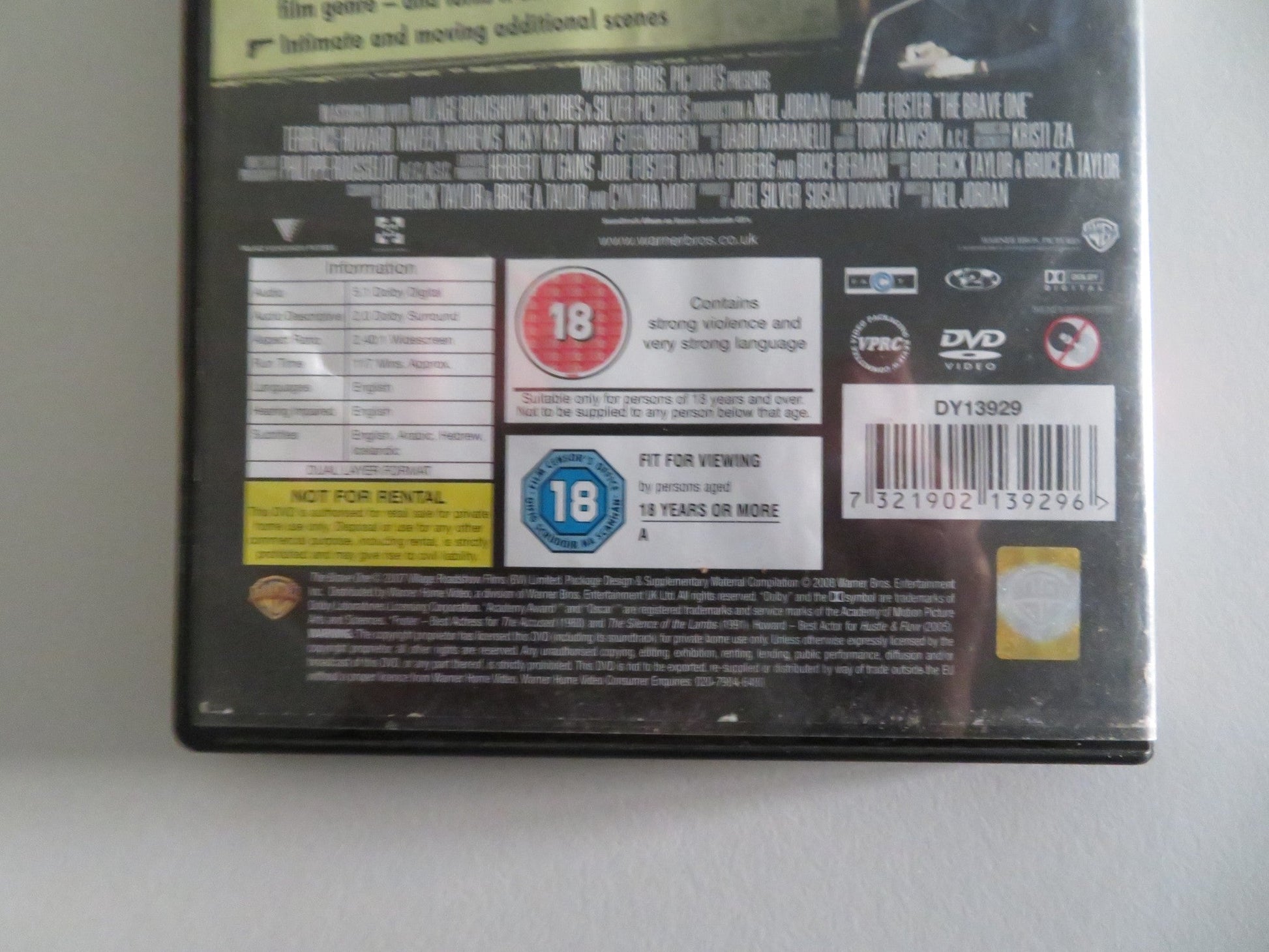 THE BRAVE ONE (DVD) JODIE FOSTER TERRENCE HOWARD 2007 REGION 2 Movie posters