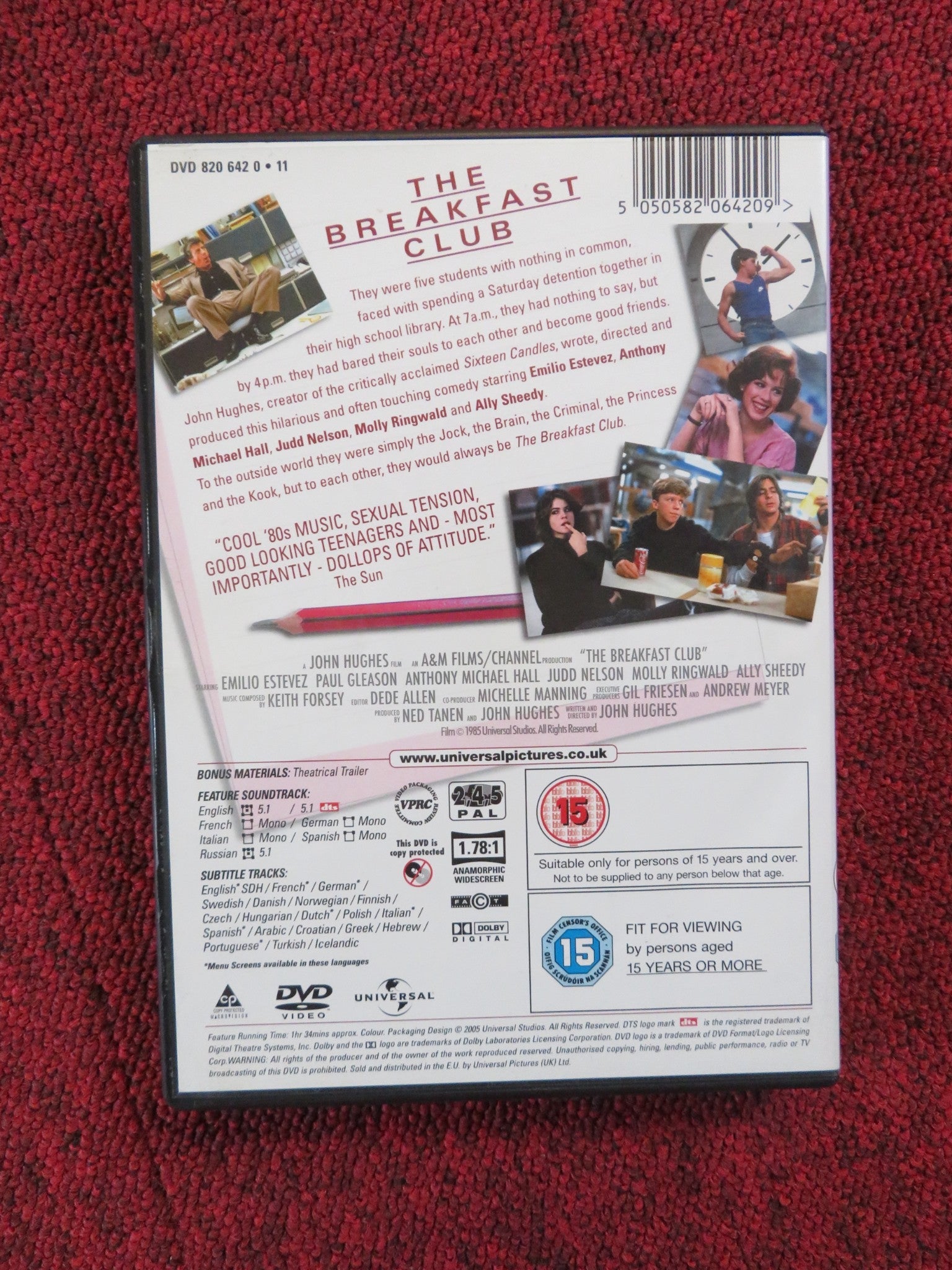 THE BREAKFAST CLUB (DVD) EMILIO ESTEVEZ MOLLY RINGWALD 1985 REGION 2, 4, 5 Rendezvous Cinema Movie posters