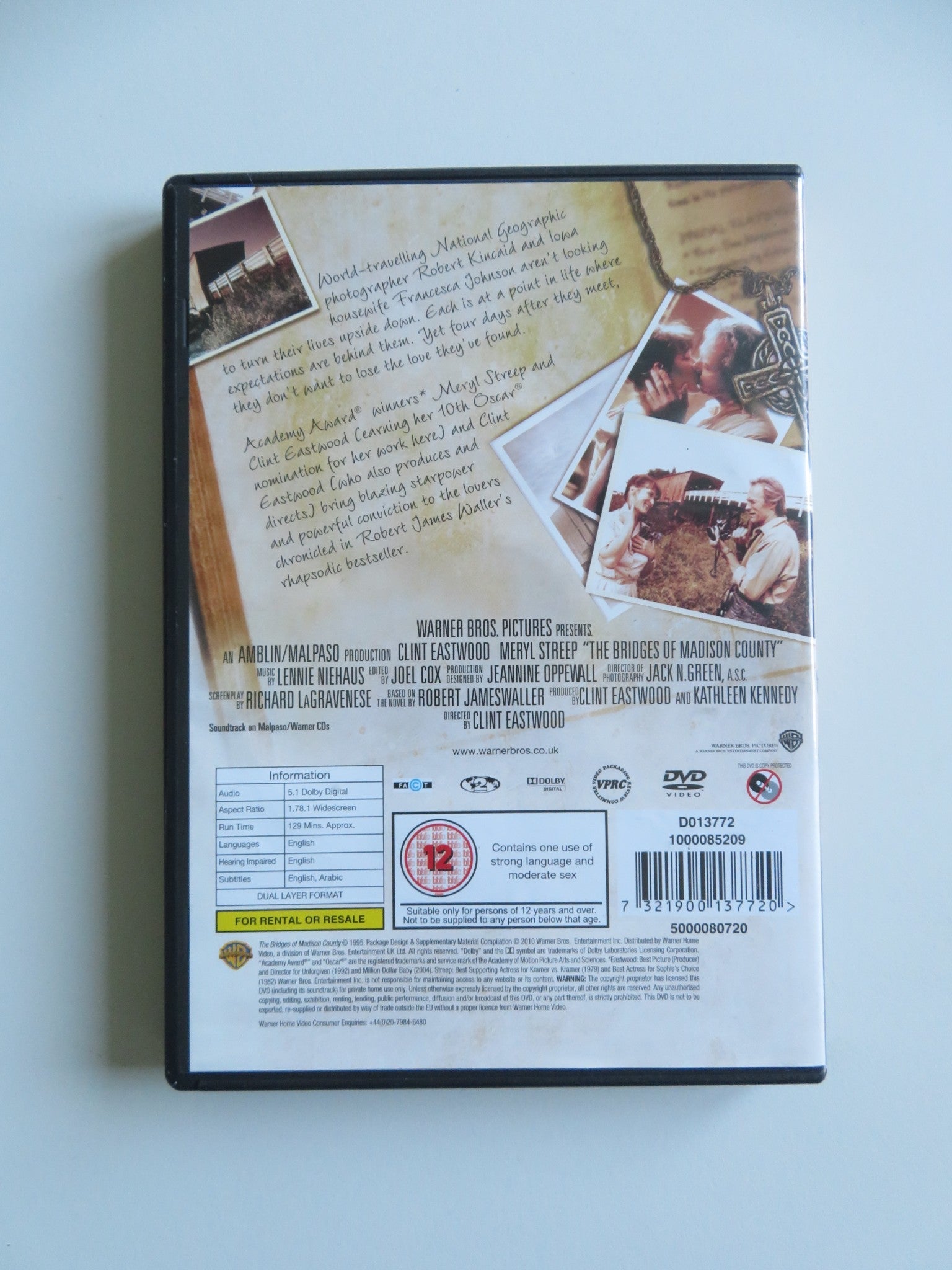 THE BRIDGES OF MADISON COUNTY (DVD) CLINT EASTWOOD MERYL STREEP 1995 REGION 2 - Rendezvous Cinema