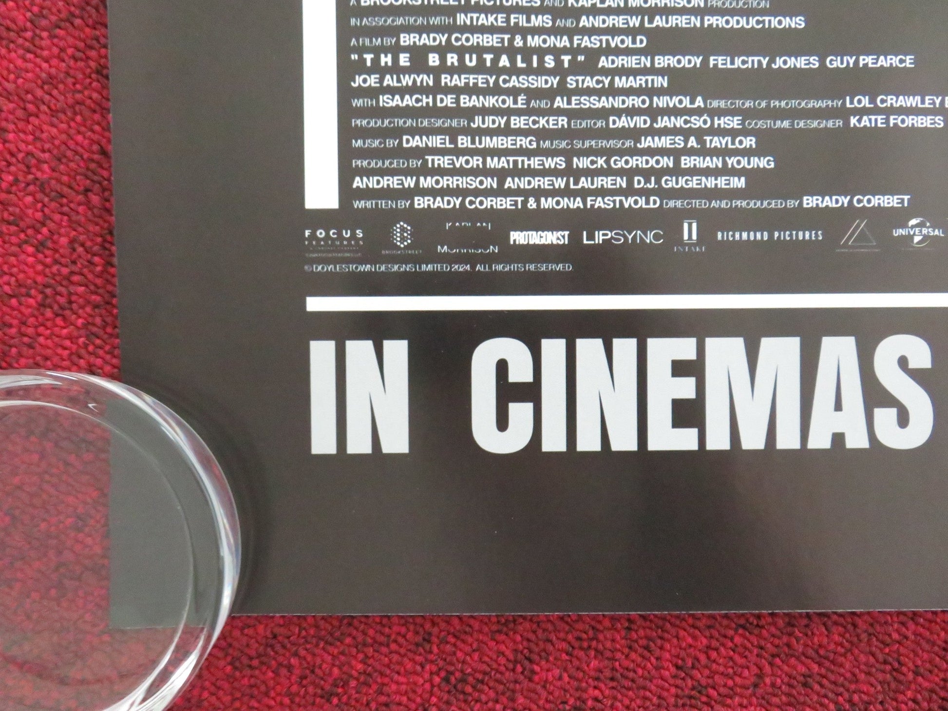 THE BRUTALIST UK QUAD ROLLED POSTER ADRIEN BRODY FELICITY JONES 2024 Movie posters