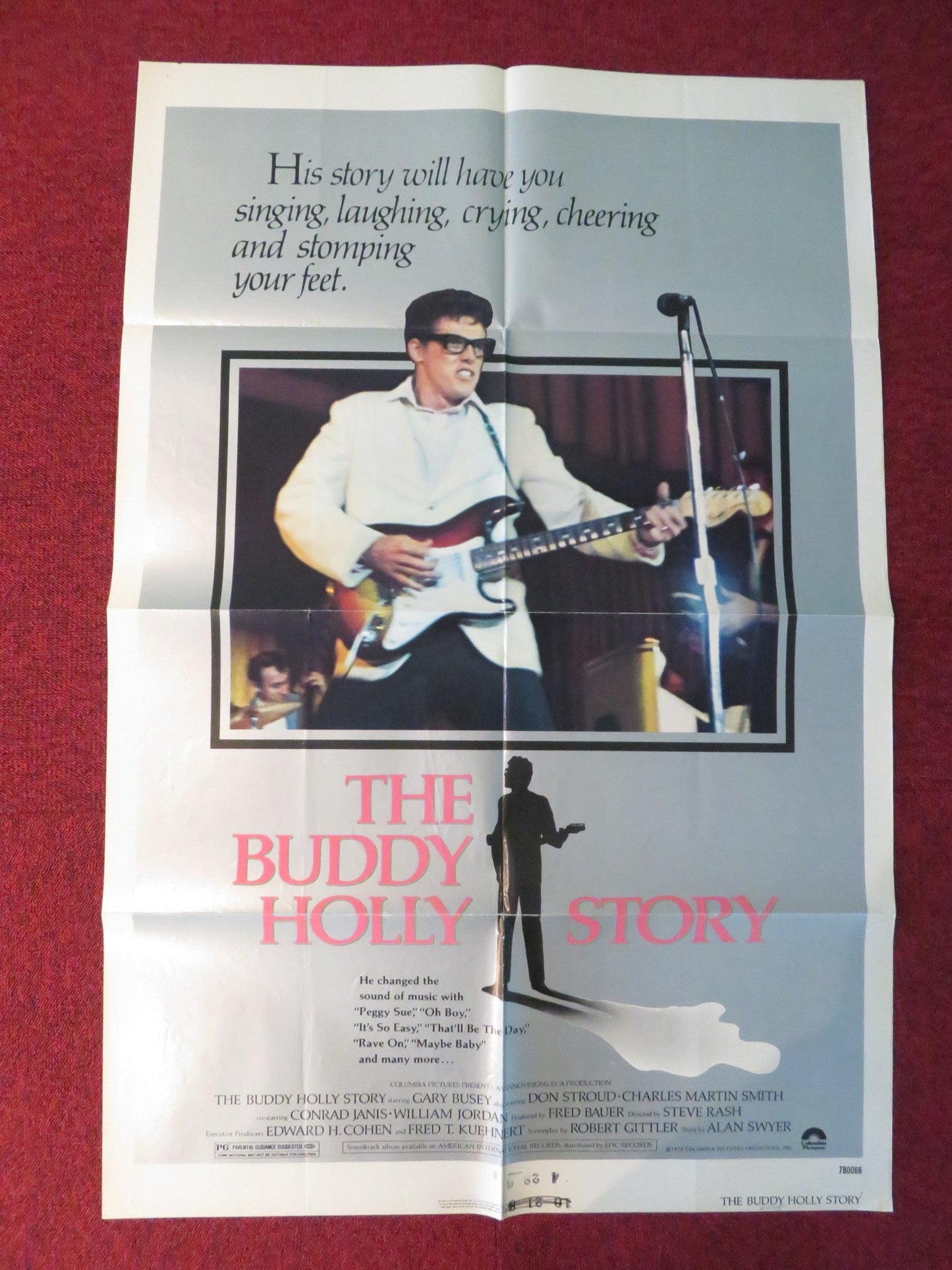 THE BUDDY HOLLY STORY FOLDED US ONE SHEET POSTER GARY BUSEY DON STROUD 1978 Rendezvous Cinema Movie posters