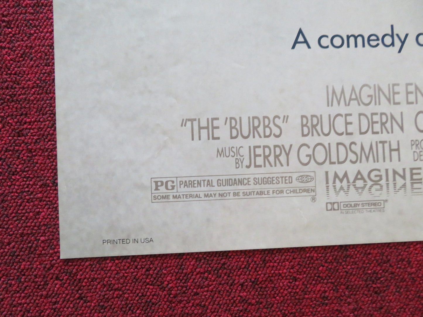 THE 'BURBS FOLDED US ONE SHEET POSTER TOM HANKS CARRIE FISHER 1989 Rendezvous Cinema Movie posters