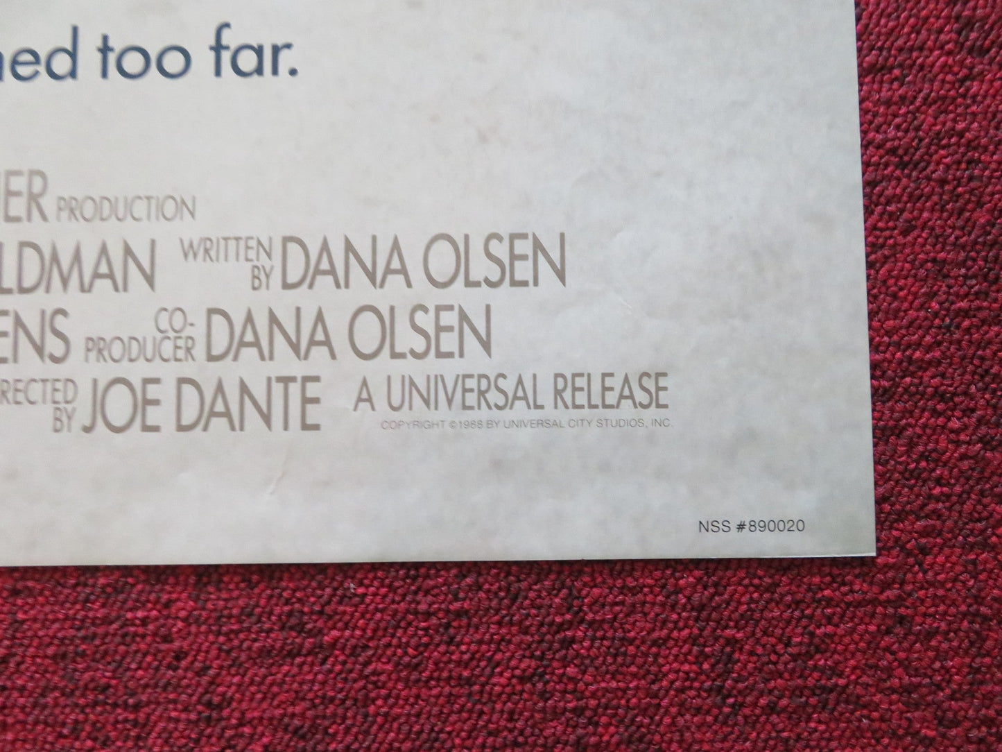 THE 'BURBS FOLDED US ONE SHEET POSTER TOM HANKS CARRIE FISHER 1989 Rendezvous Cinema Movie posters