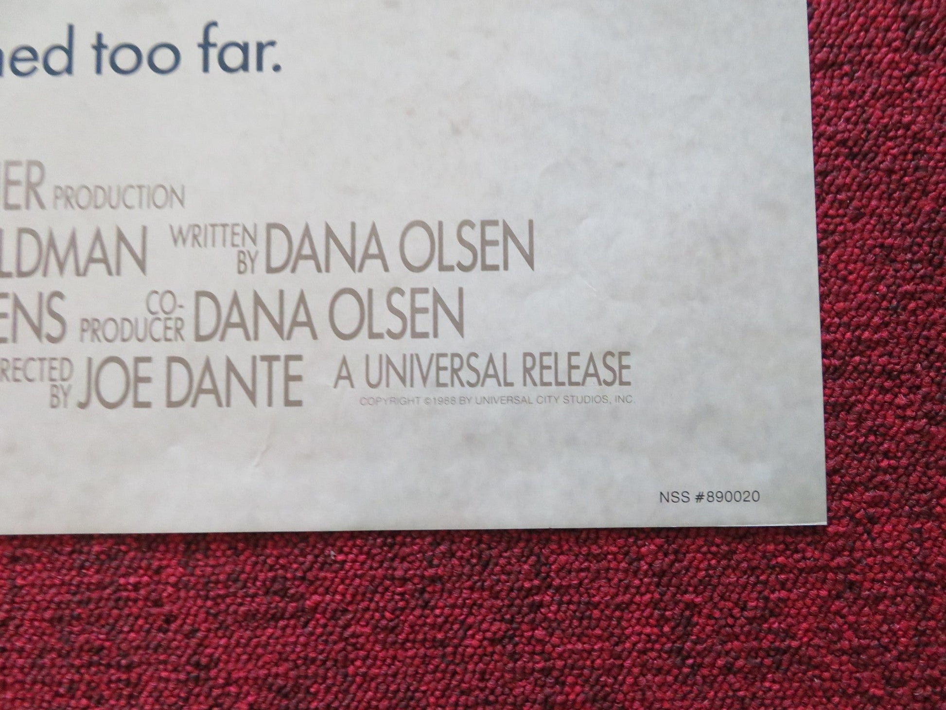 THE 'BURBS FOLDED US ONE SHEET POSTER TOM HANKS CARRIE FISHER 1989 Rendezvous Cinema Movie posters