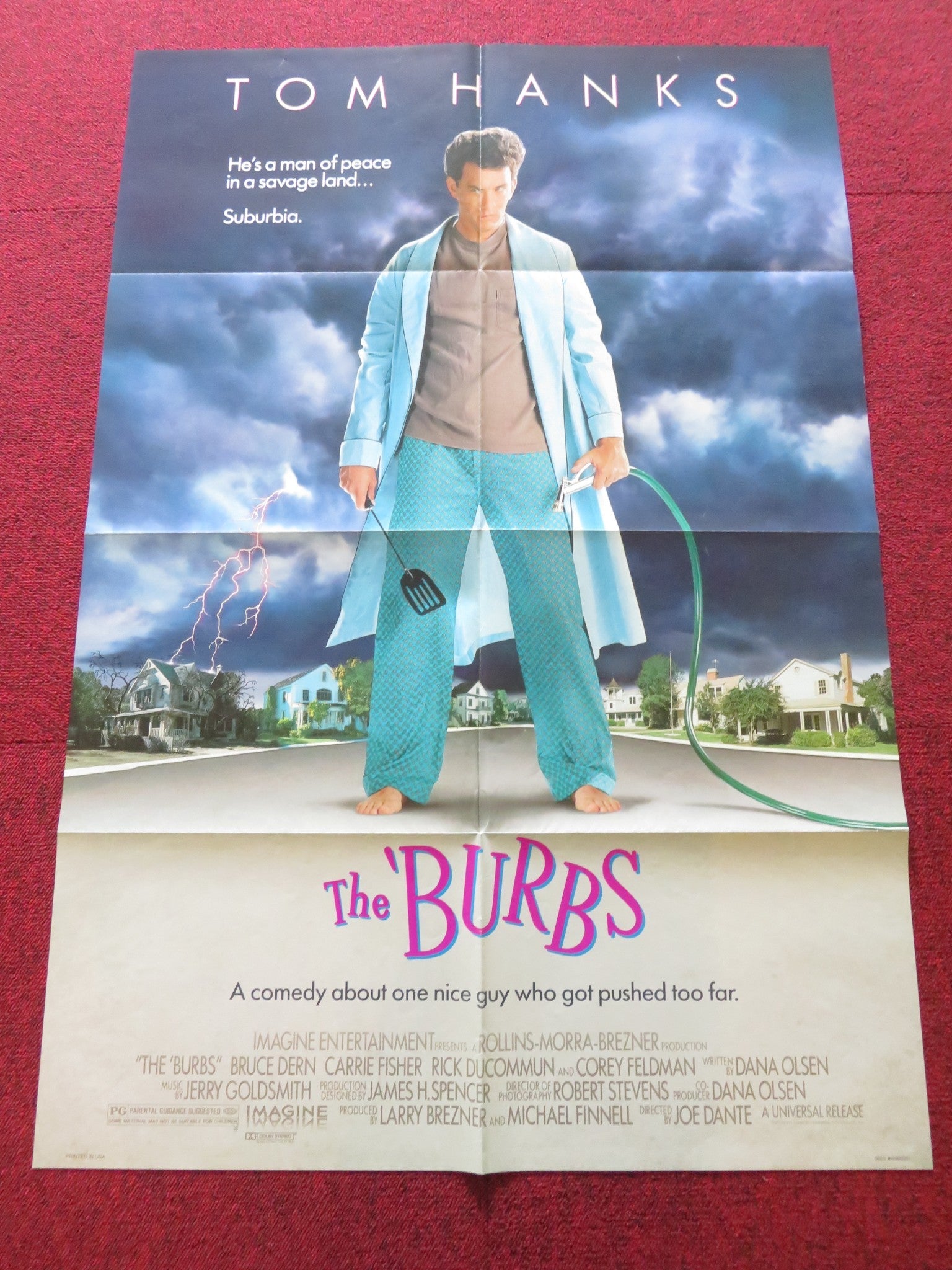 THE 'BURBS FOLDED US ONE SHEET POSTER TOM HANKS CARRIE FISHER 1989 Rendezvous Cinema Movie posters