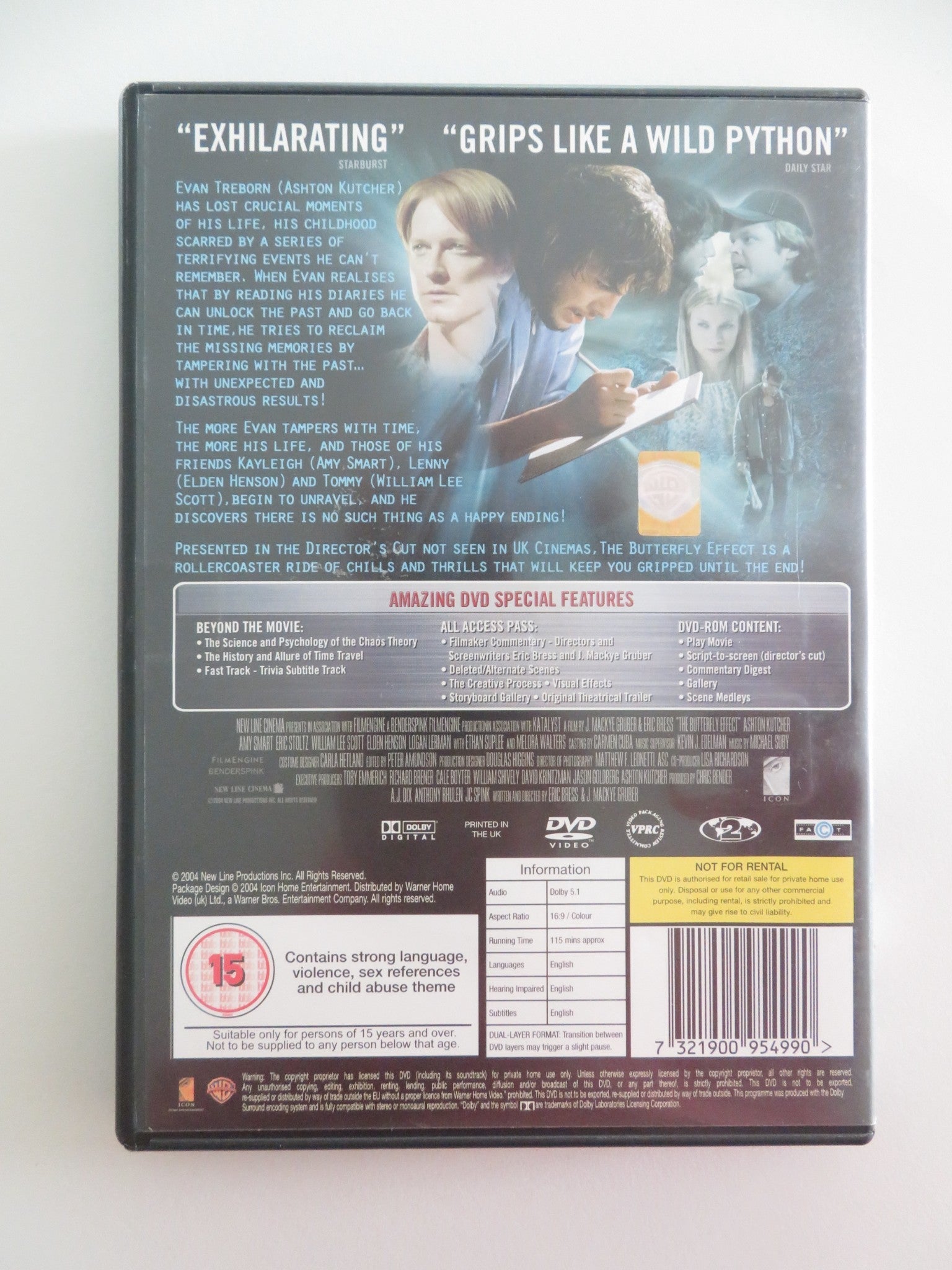 THE BUTTERFLY EFFECT - THE DIRECTOR'S CUT (DVD) ASHTON KUTCHER 2004 REGION 2 Movie posters
