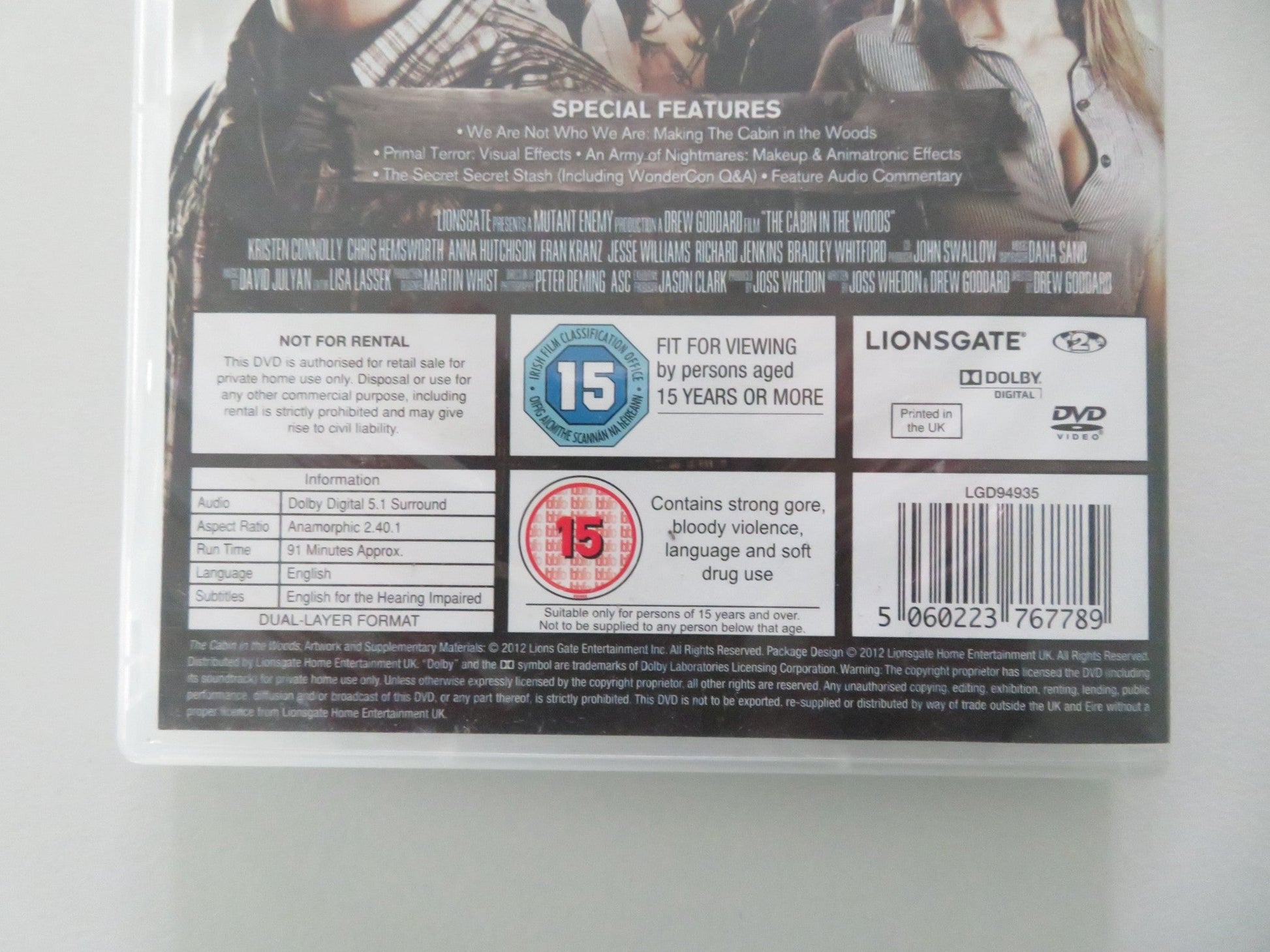 The Cabin in the Woods (DVD) Chris Hemsworth Kristen Connolly 2011 Region 2 Movie posters