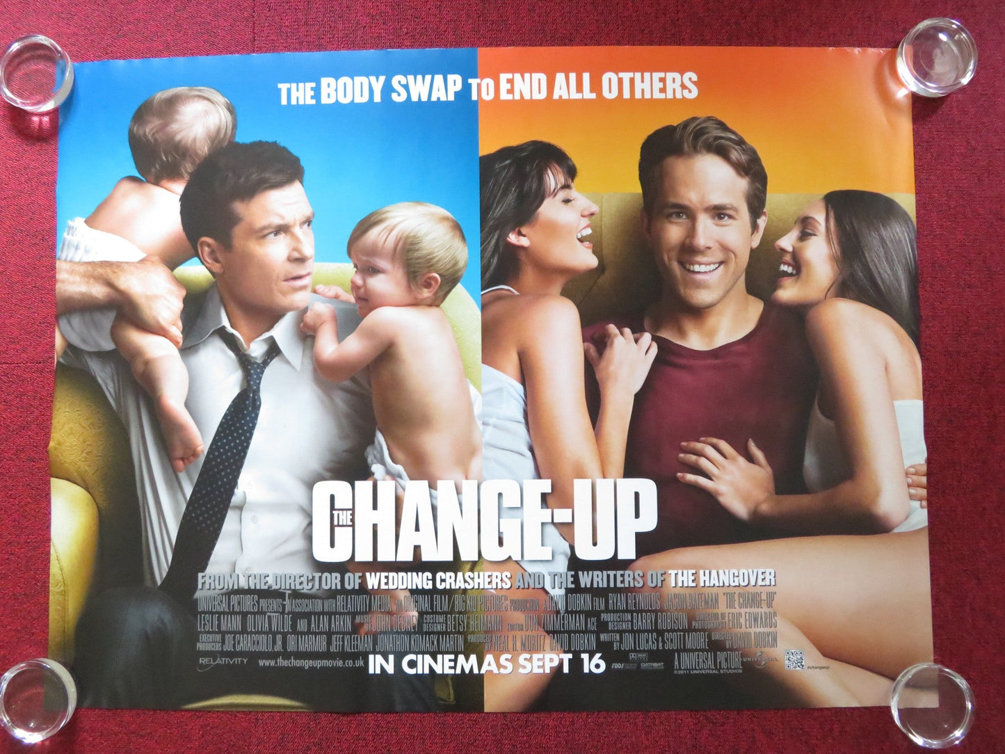 THE CHANGE - UP UK QUAD ROLLED POSTER RYAN REYNOLDS JASON BATEMAN 2011 Rendezvous Cinema Movie posters