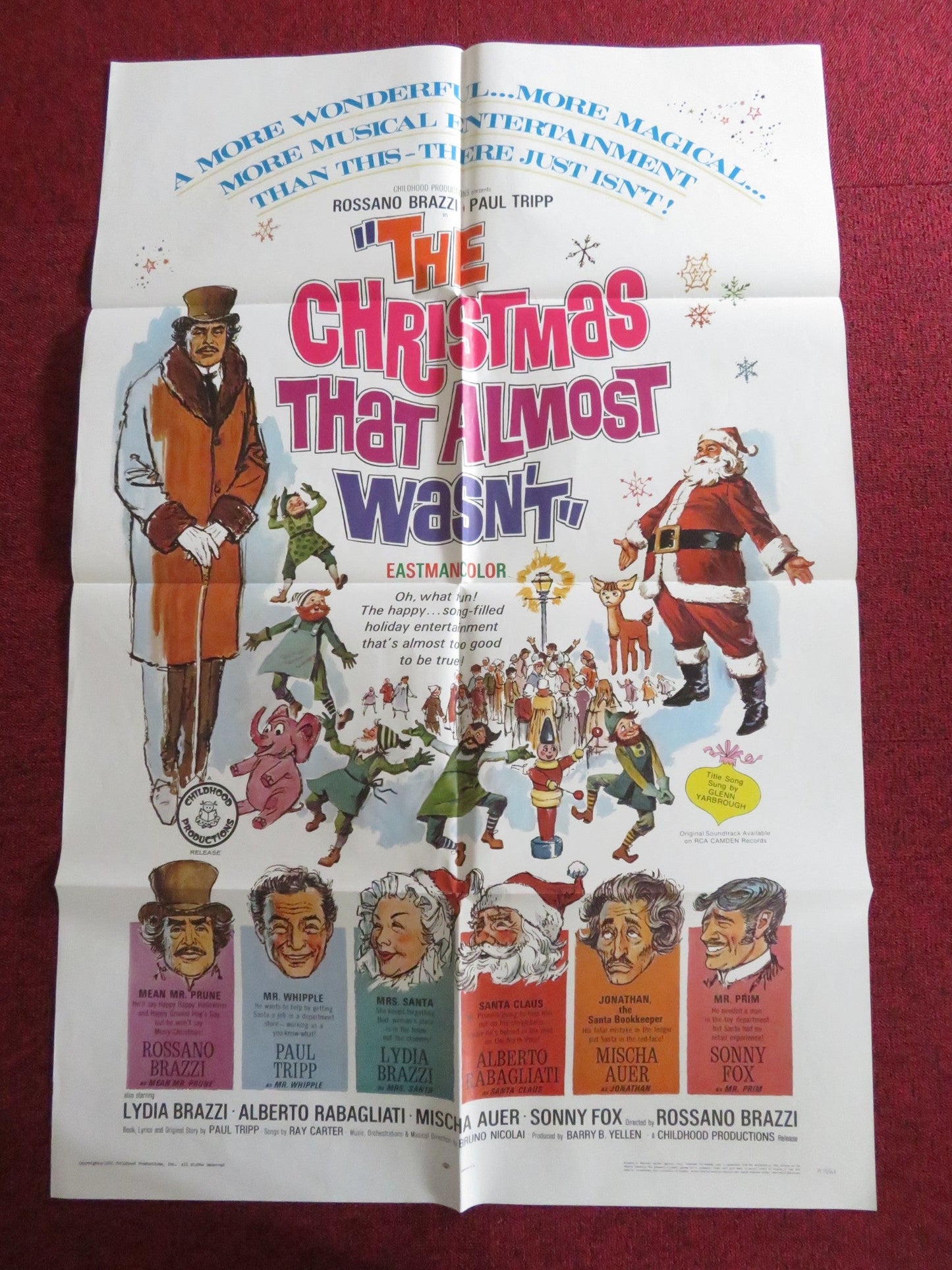 THE CHRISTMAS THE ALMOST WASN'T - B FOLDED US ONE SHEET POSTER PAUL TRIPP 1966 Rendezvous Cinema Movie posters